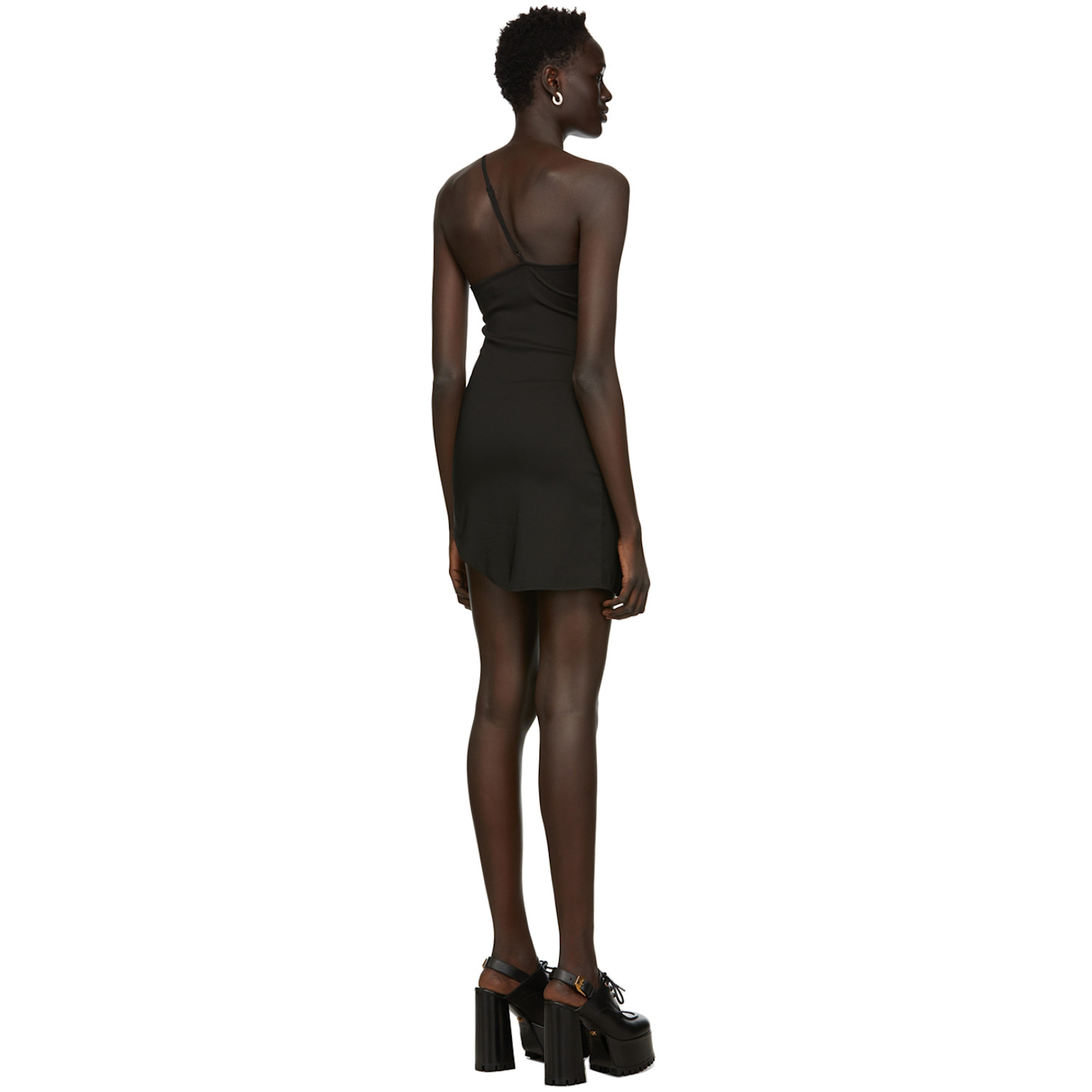  Guizio Black Asymmetrical Voxel Dress 