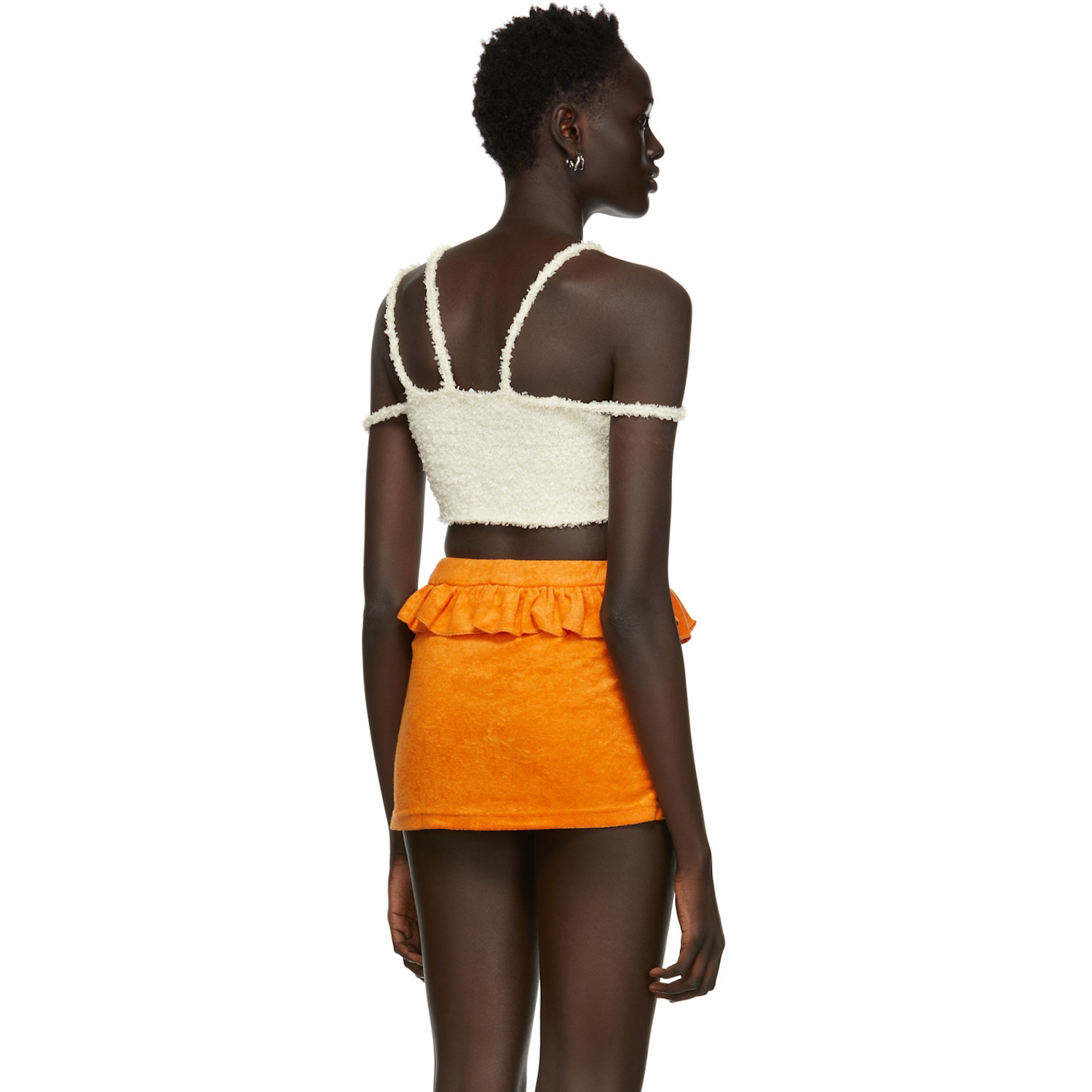  Guizio Off-white Bouclé Strap Tank Top 