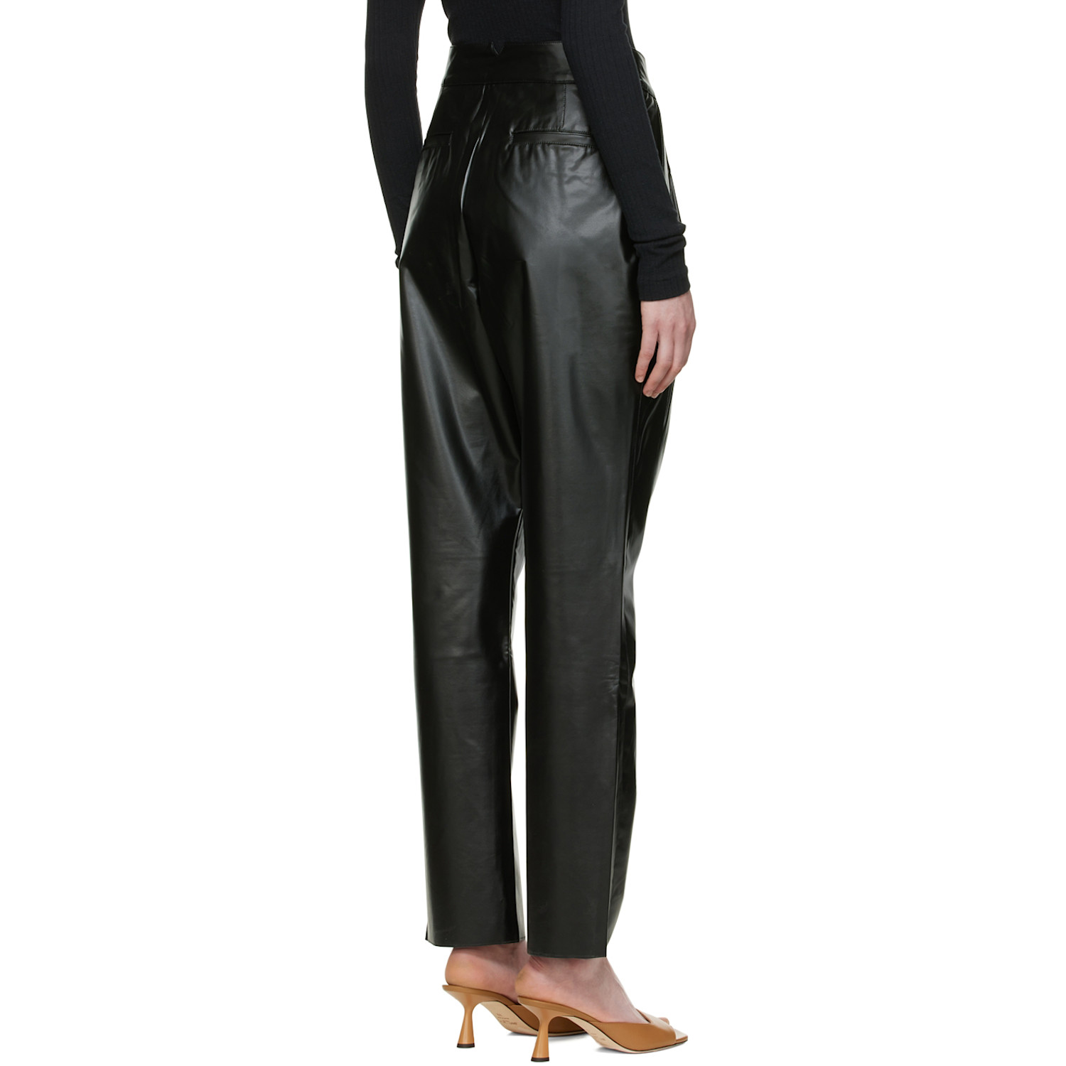  Caes Black Faux-leather Trousers 