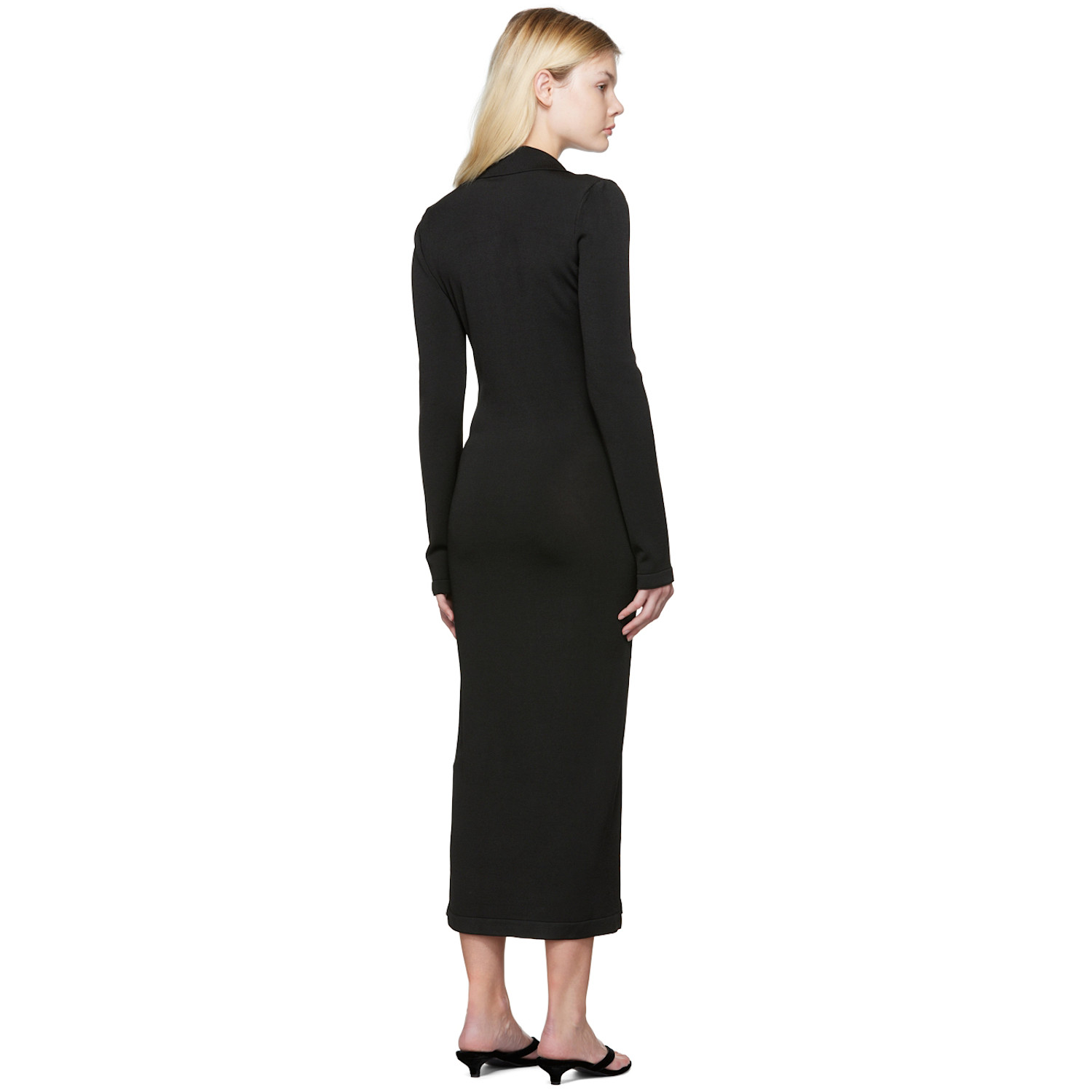  Olēnich Black Gathered Midi Dress 