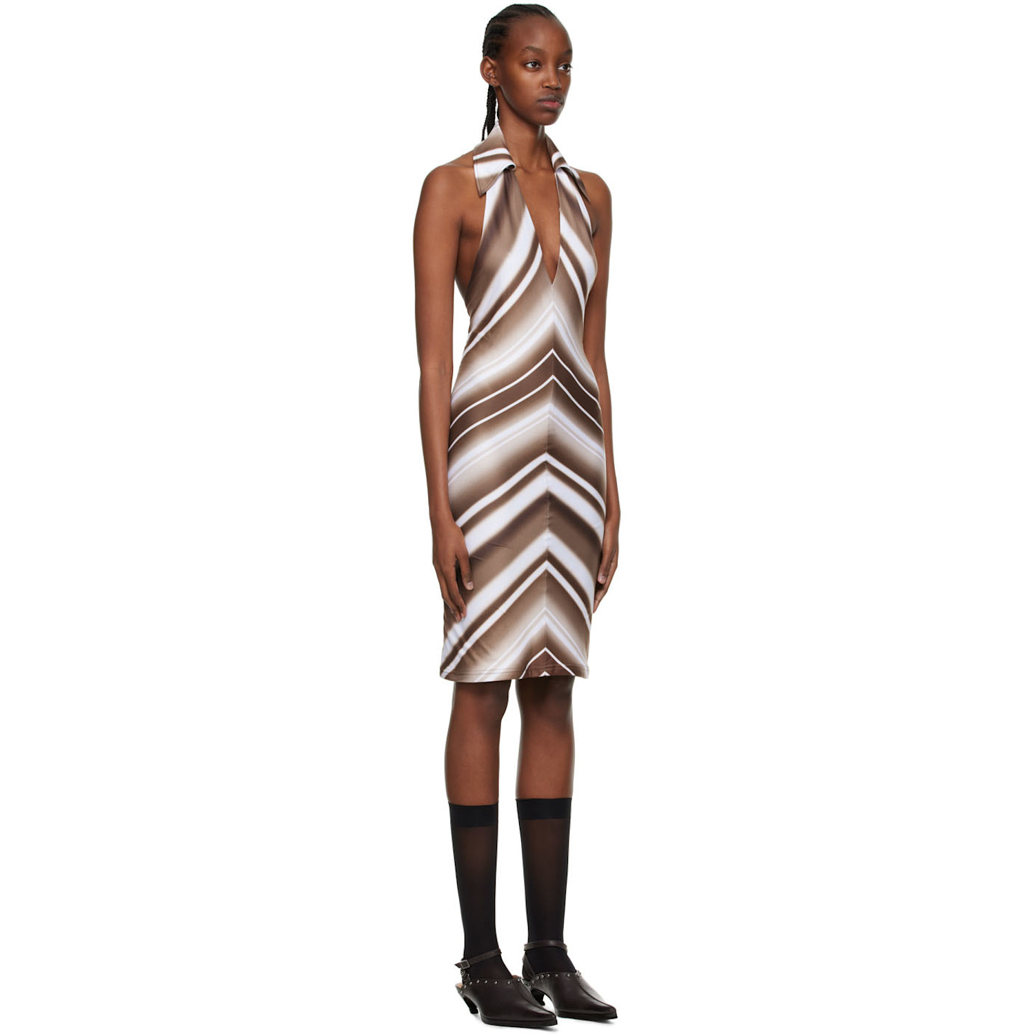  Anne Isabella Brown Recycled Polyethylene Mini Dress 