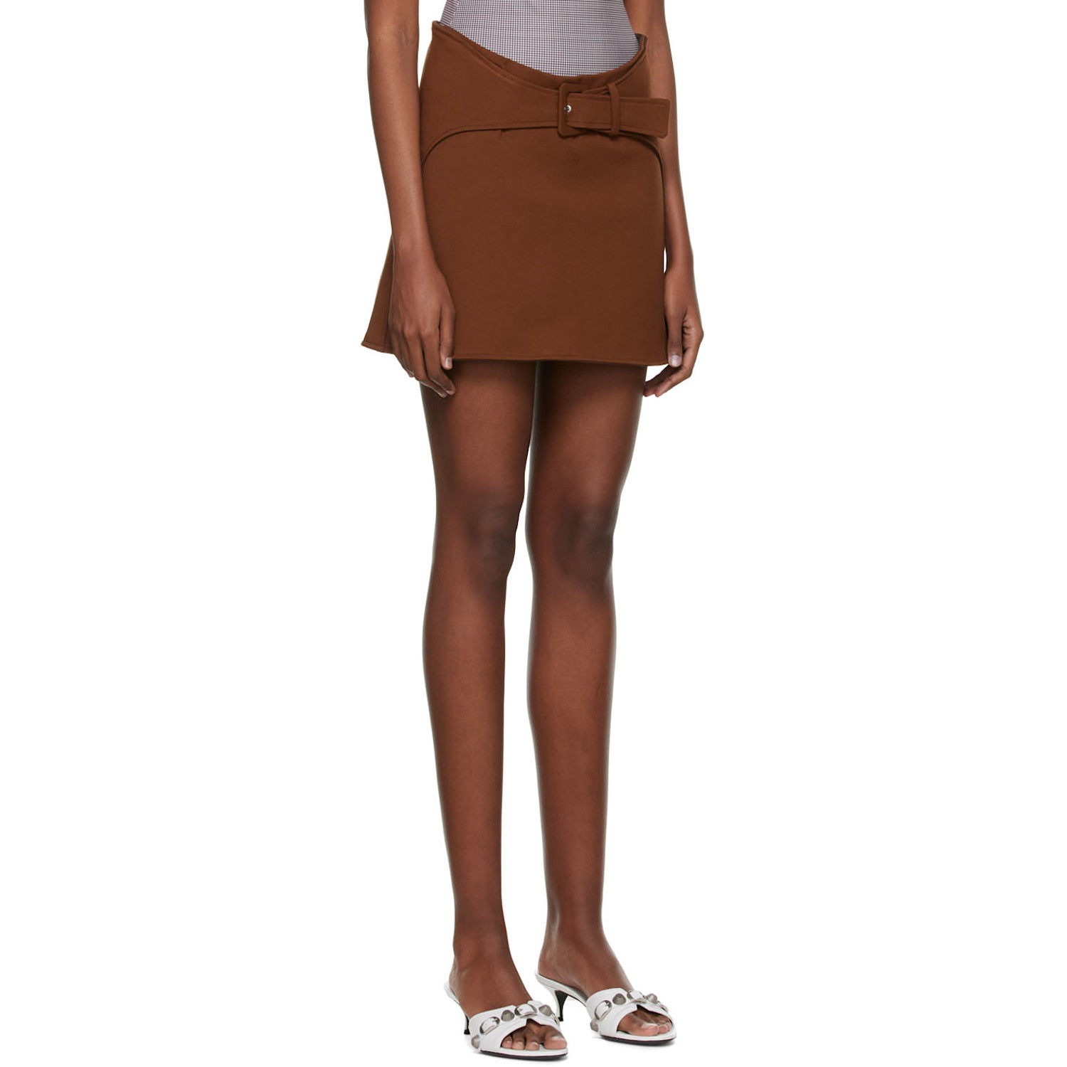  Anne Isabella Brown Viscose Mini Skirt 