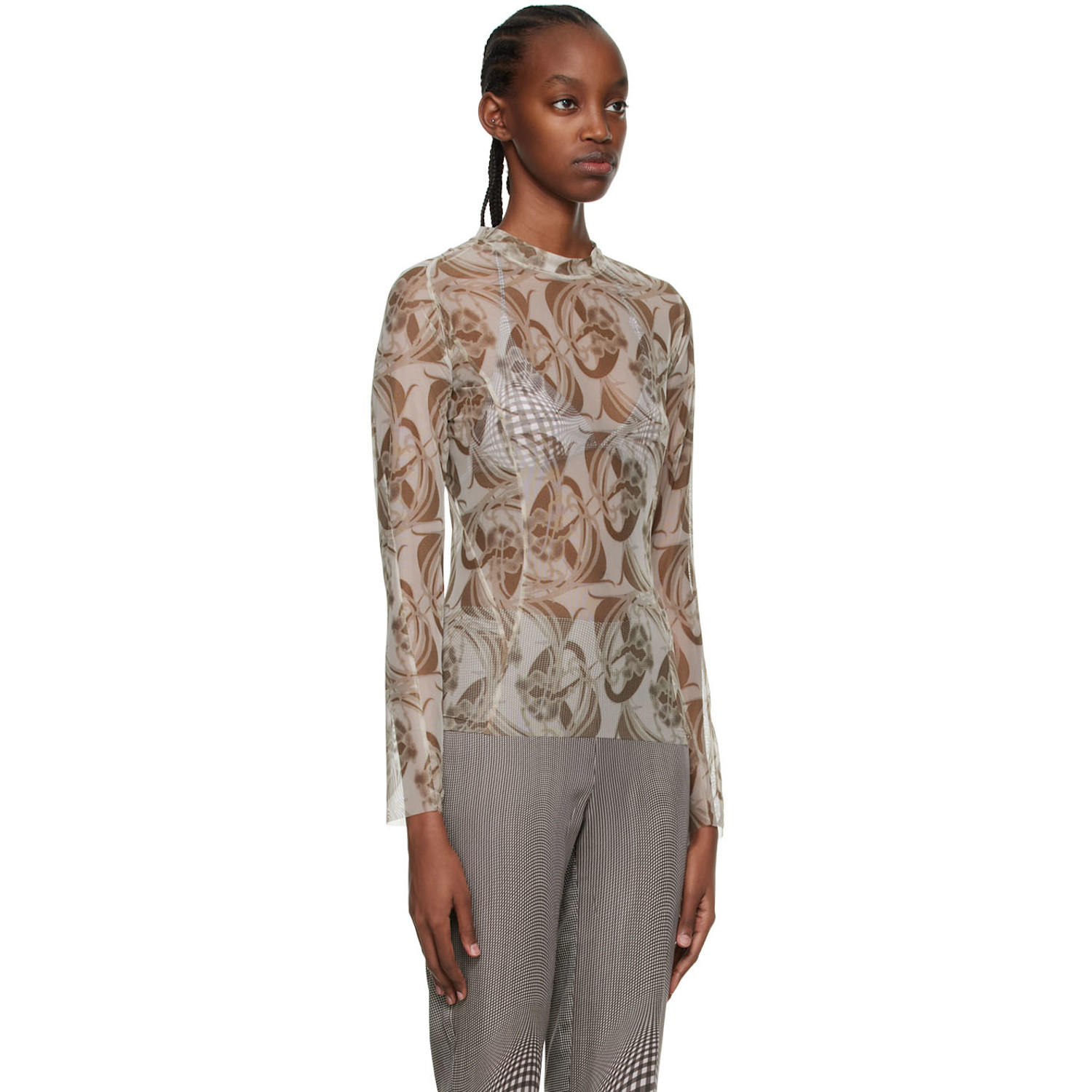  Anne Isabella Off-white & Green Recycled Polyethylene Blouse 