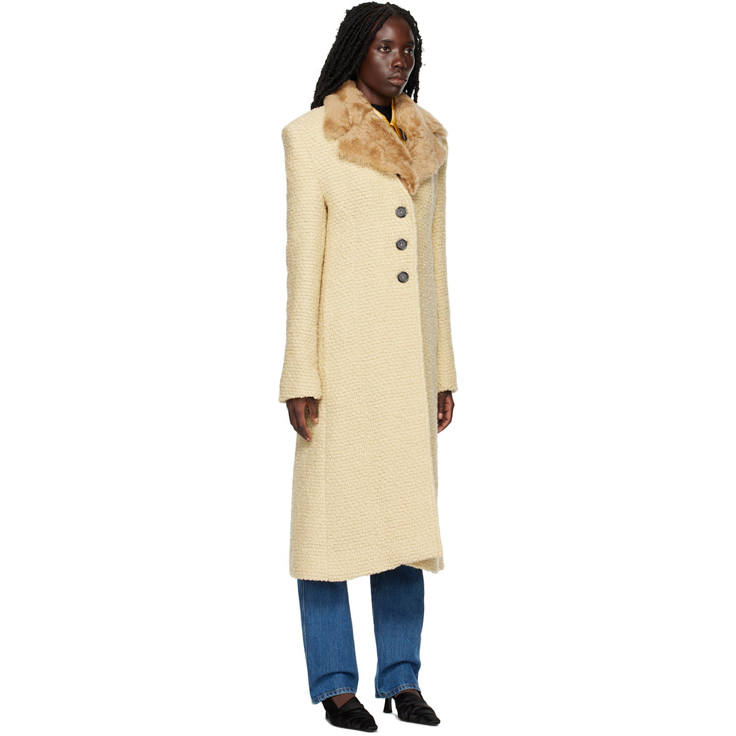  Kwaidan Editions Beige Notched Lapel Coat 