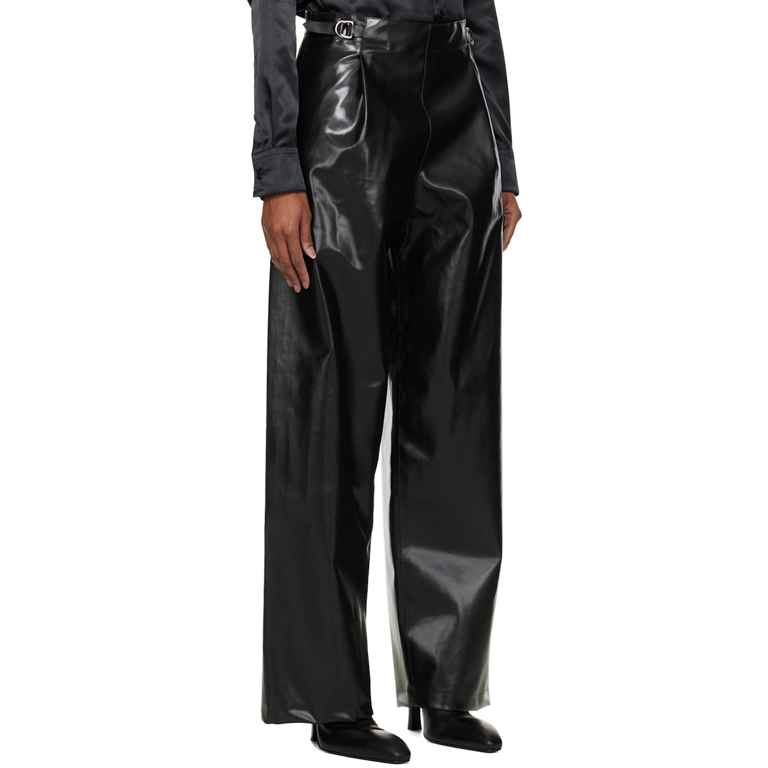 Kwaidan Editions Black Sailor Faux-leather Trousers 
