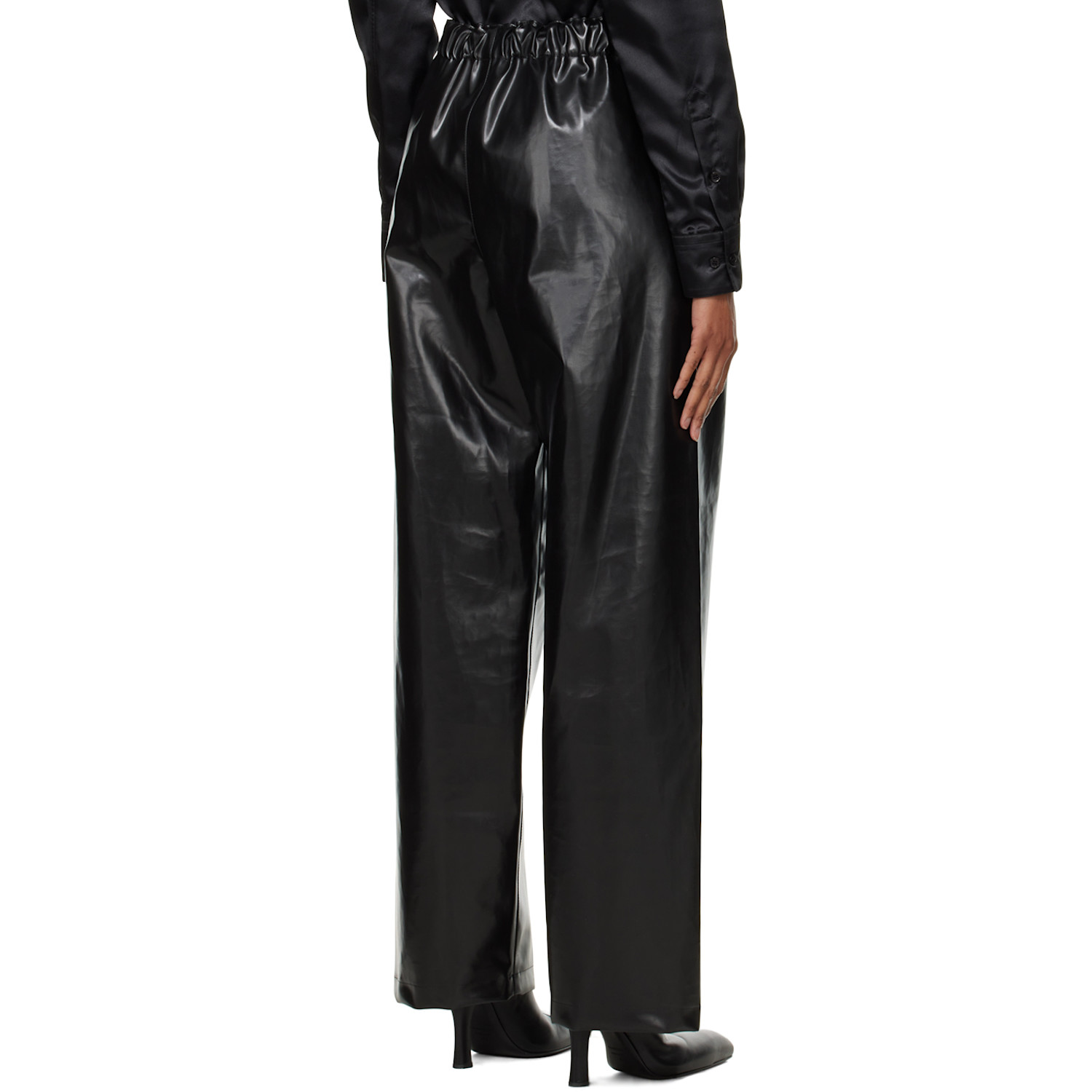  Kwaidan Editions Black Sailor Faux-leather Trousers 
