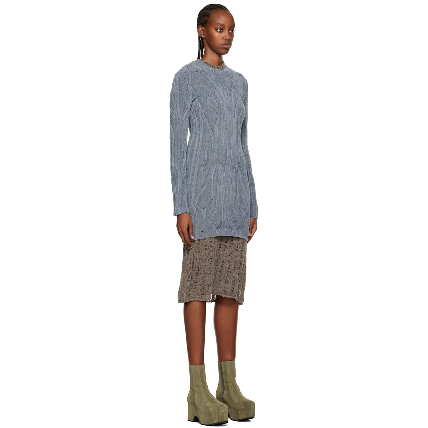  Vitelli Blue Distressed Minidress 