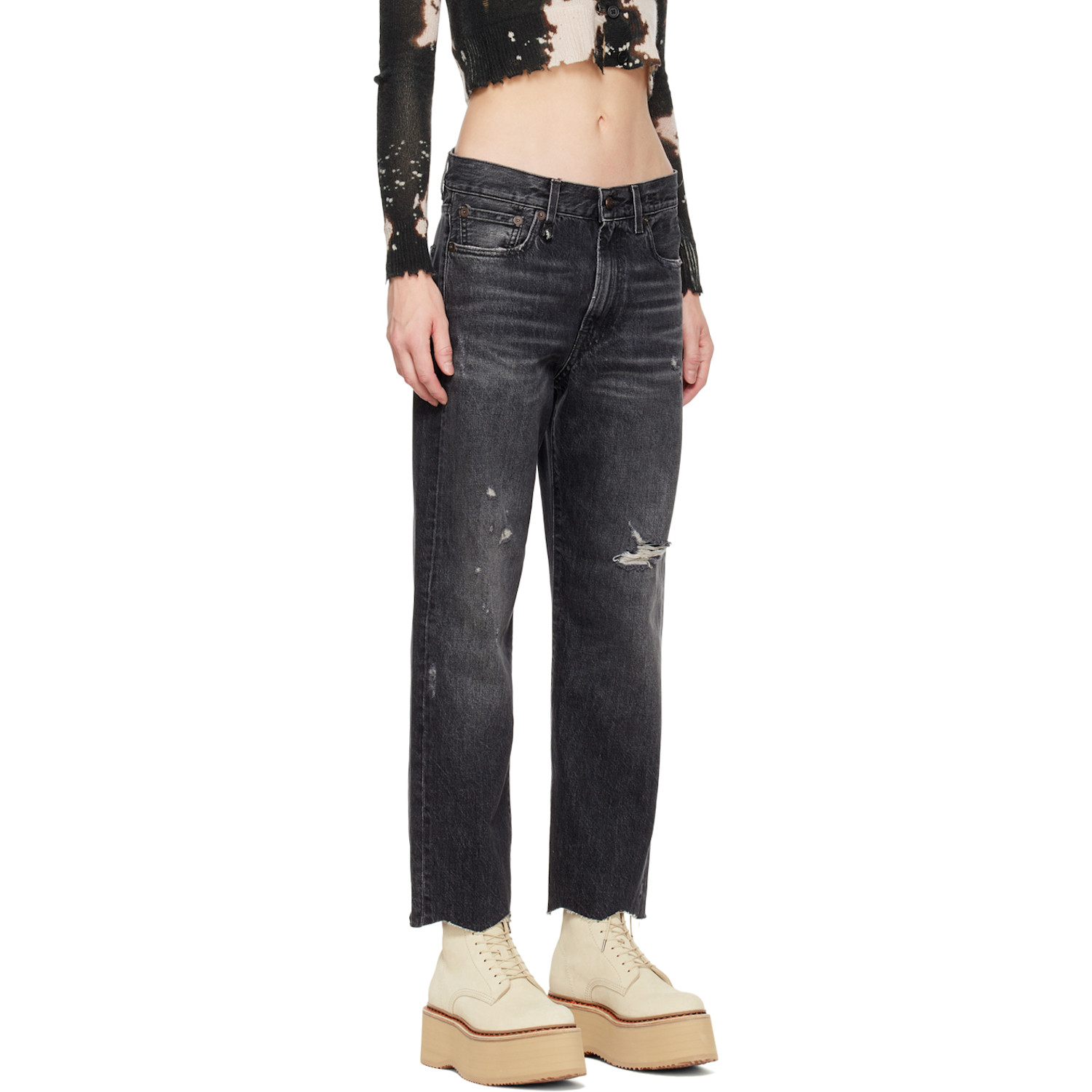  R13 Black Classic Boyfriend Jeans 