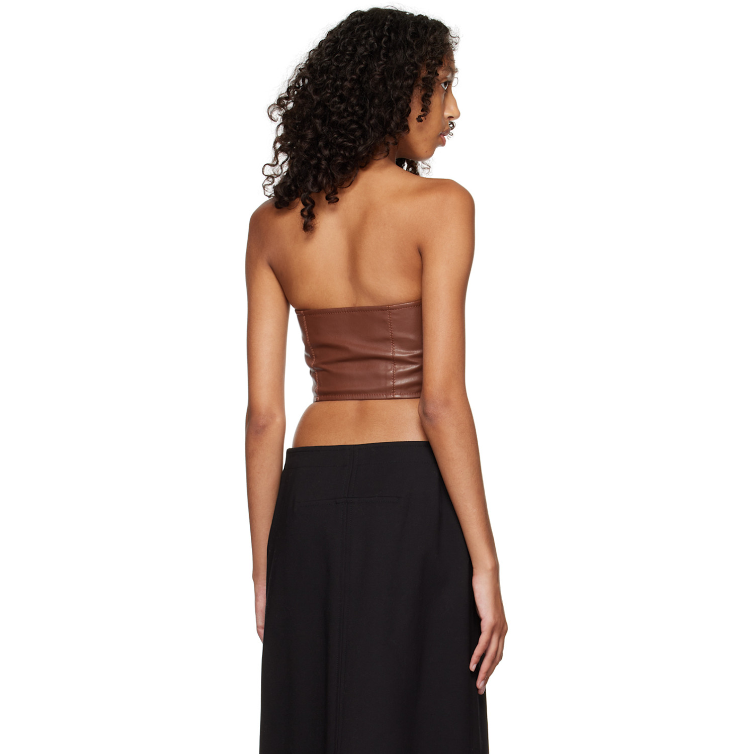  Aleksandre Akhalkatsishvili Brown Button Corset Tank Top 