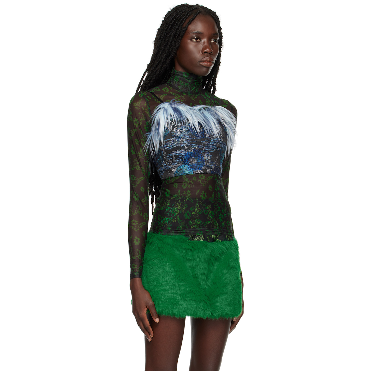  Shuting Qiu Blue Jacquard Camisole 