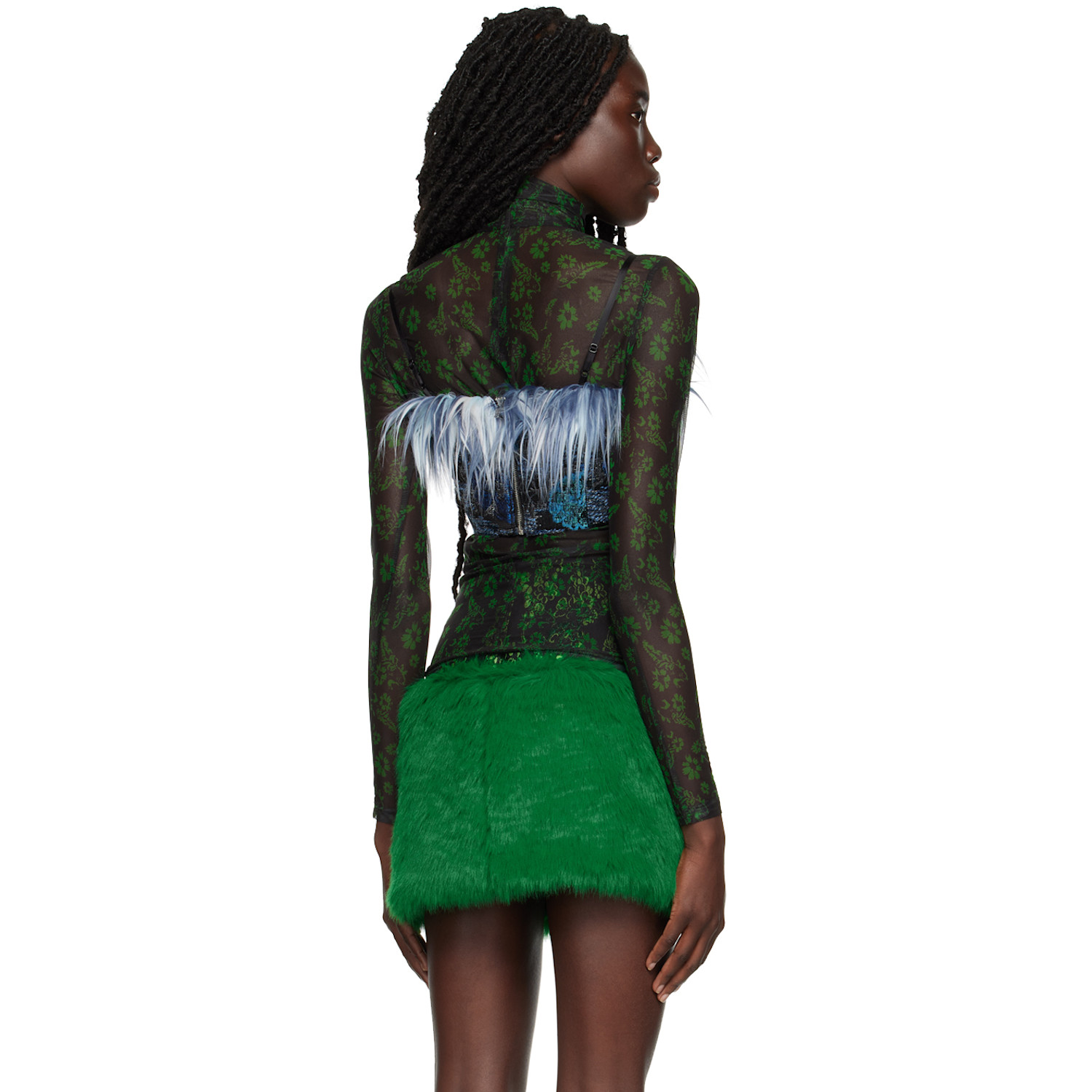  Shuting Qiu Blue Jacquard Camisole 