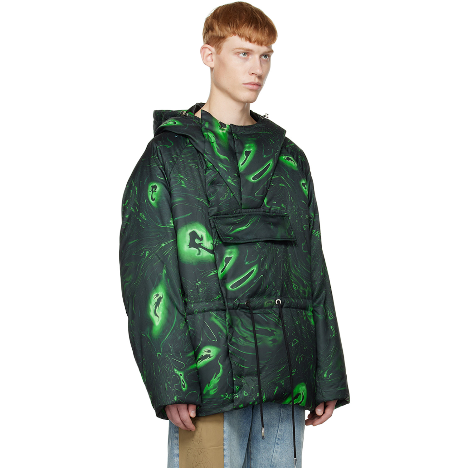  Feng Chen Wang Black Graphic Down Jacket 