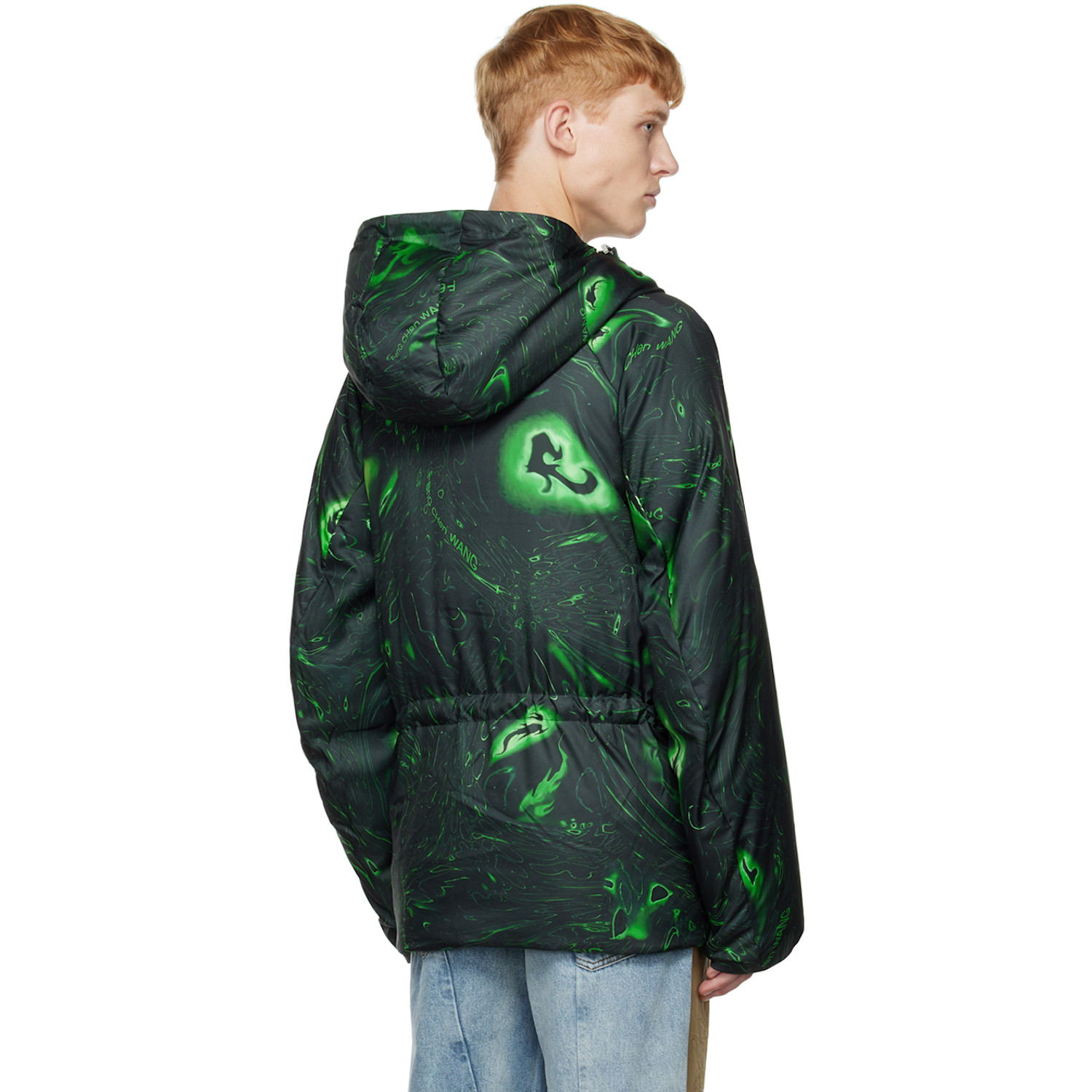  Feng Chen Wang Black Graphic Down Jacket 