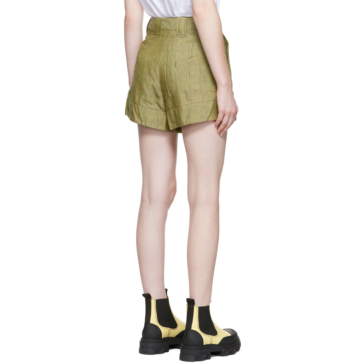 Ganni Yellow Linen Shorts 