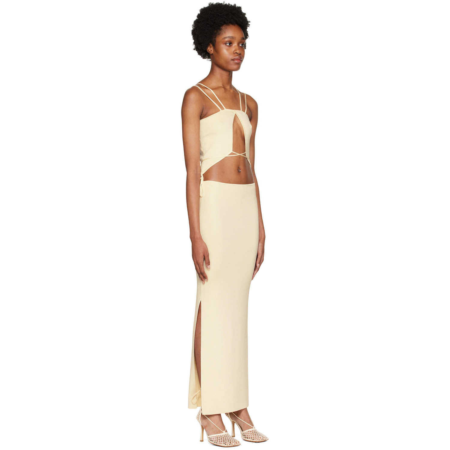  Aya Muse Off-white Cutout Midi Dress 