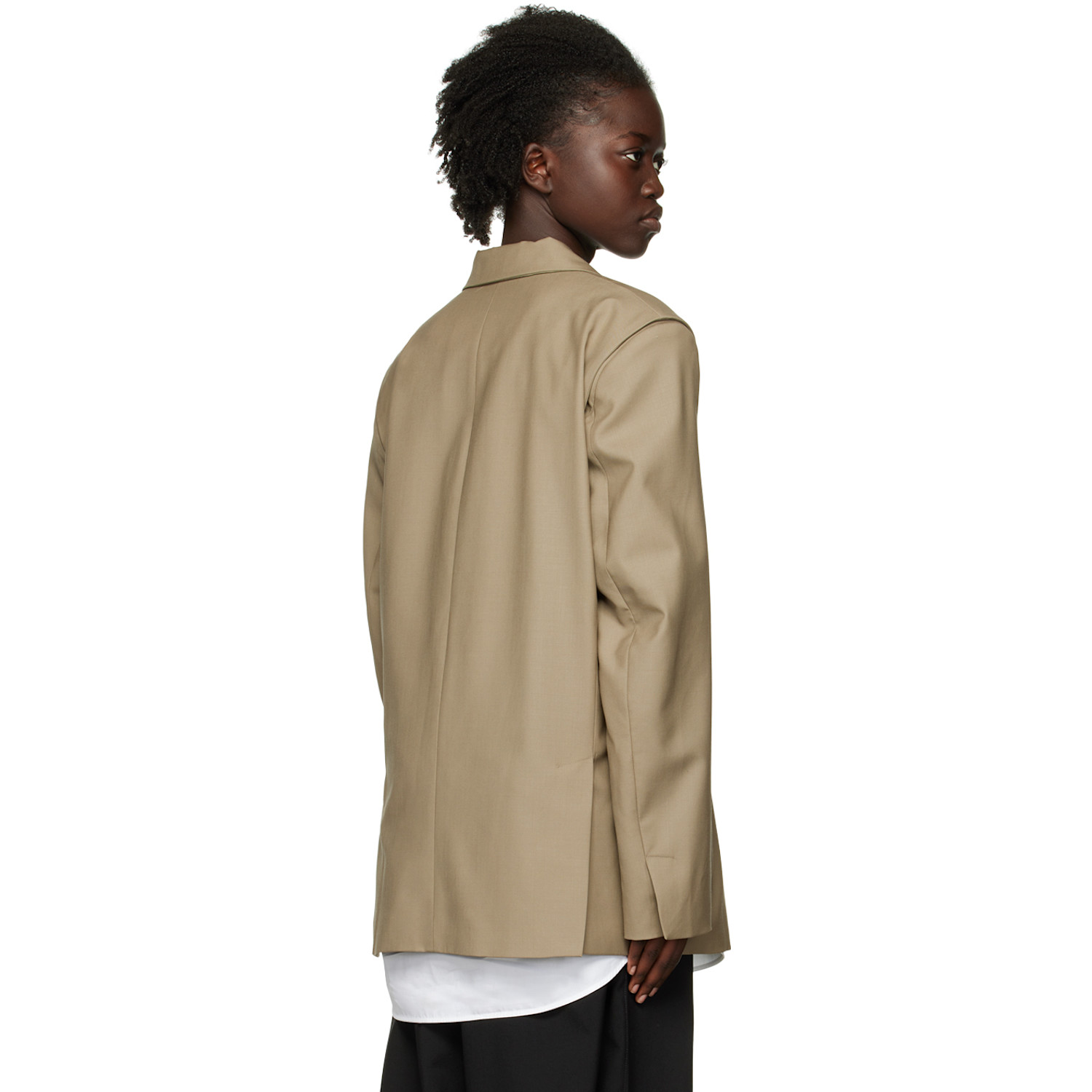  Bianca Saunders Khaki Pull Over Suit Blazer 