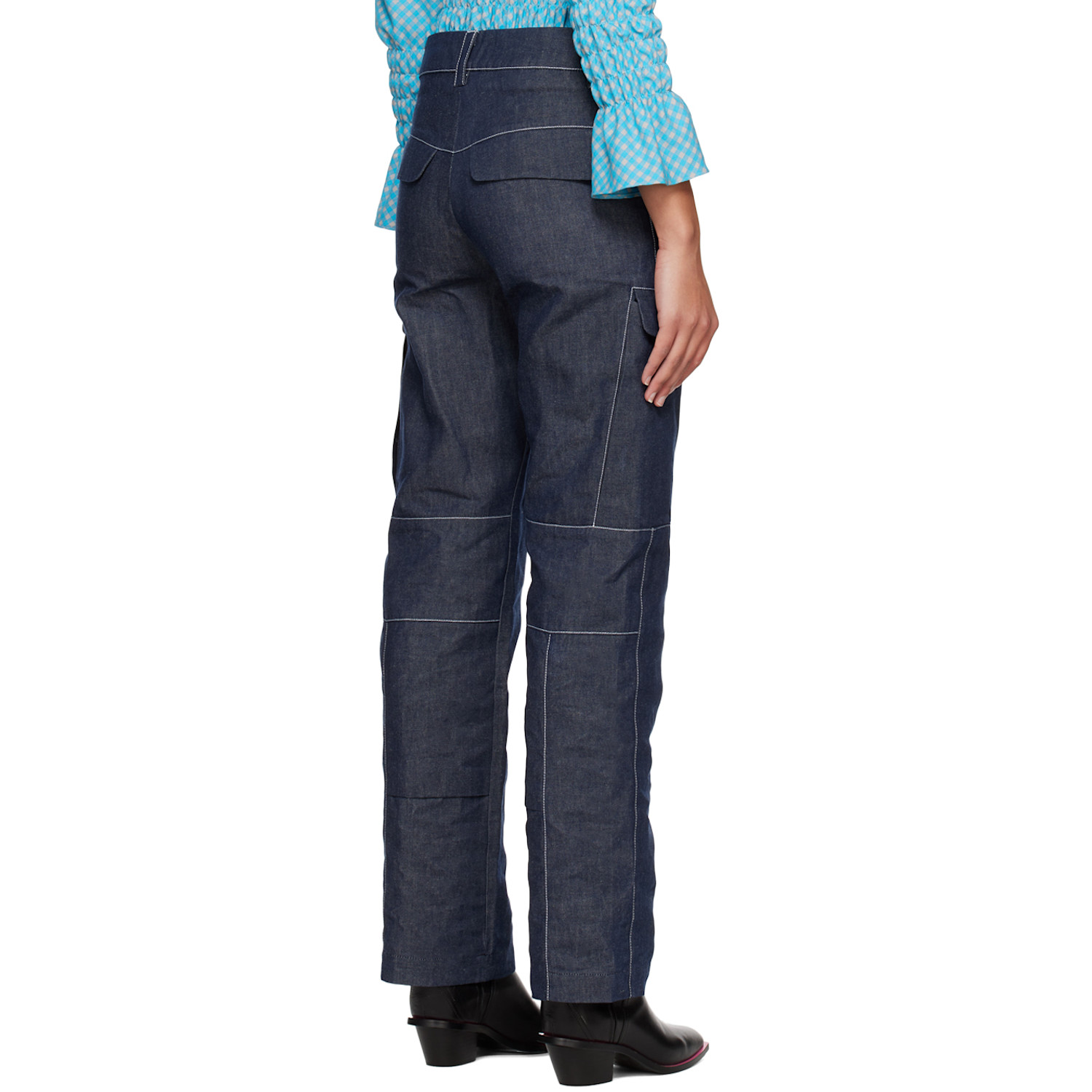  Paria /farzaneh Blue Contrast Stitch Jeans 