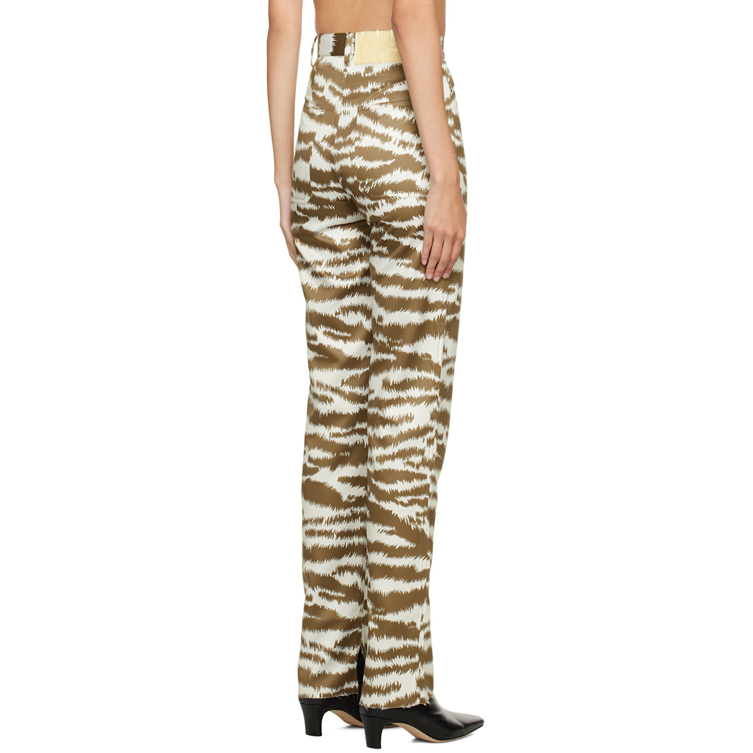  Juneyen Brown & Off-white Tiger Trousers 