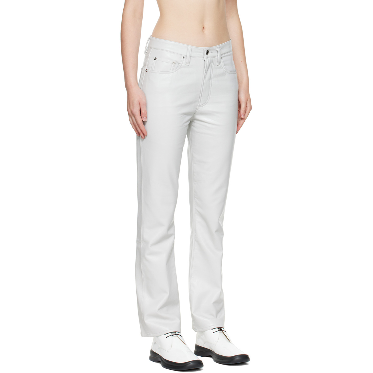  Agolde Gray Relaxed Leather Pants 