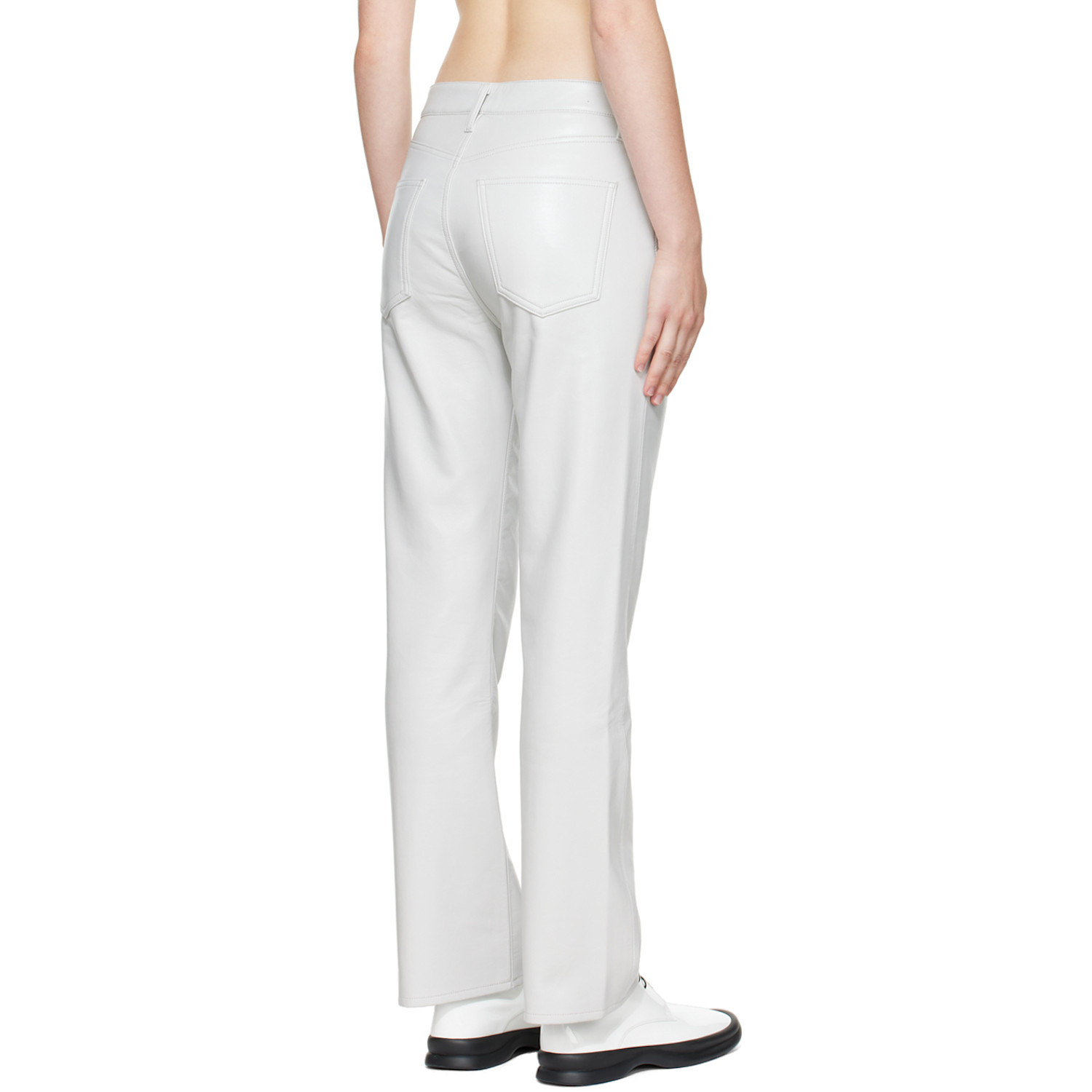  Agolde Gray Relaxed Leather Pants 