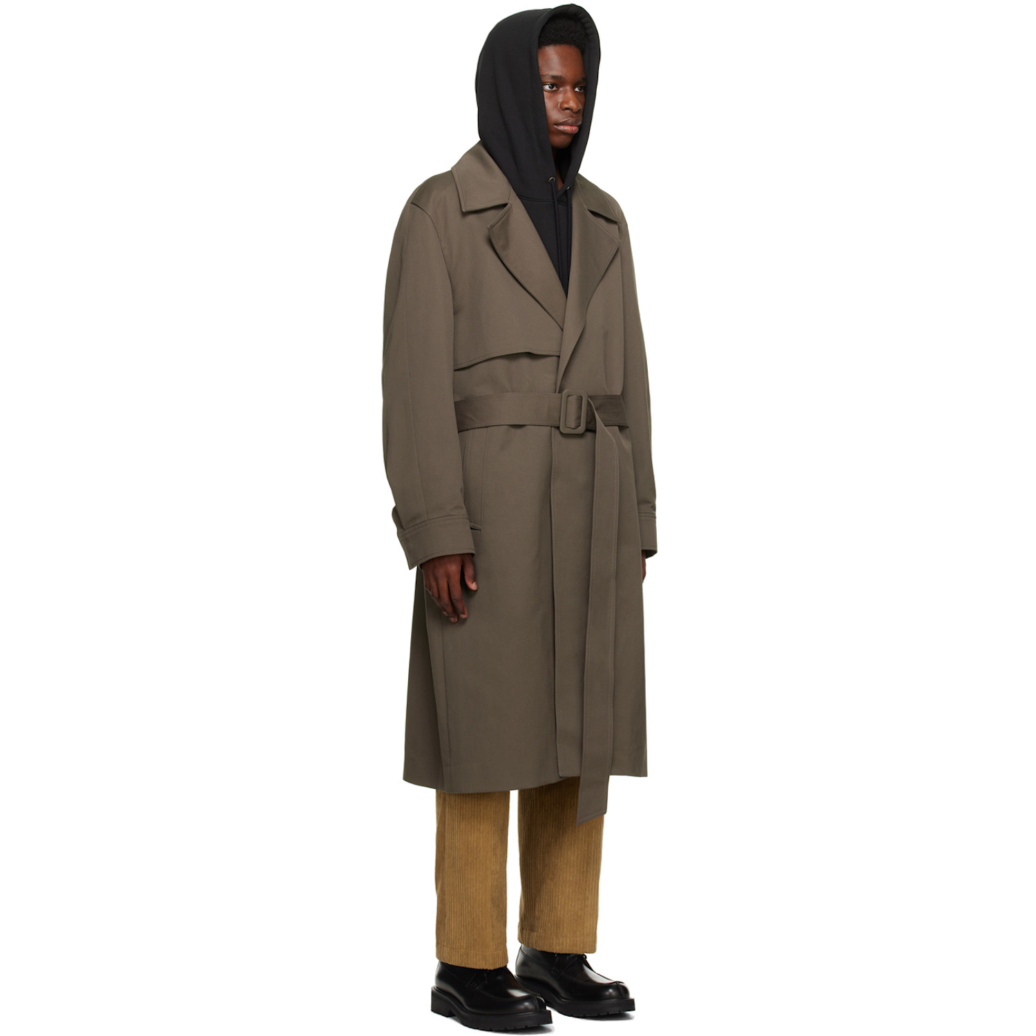  Solid Homme Khaki Belt Trench Coat 