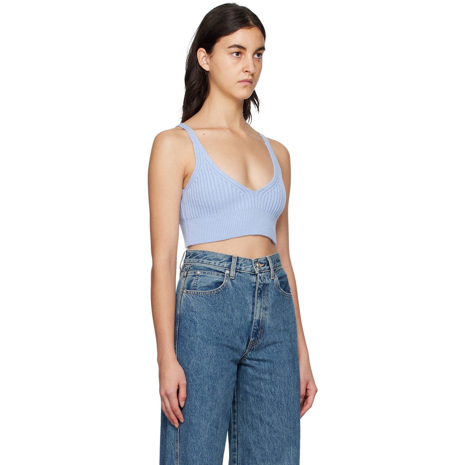  Halfboy Blue V-neck Tank Top 