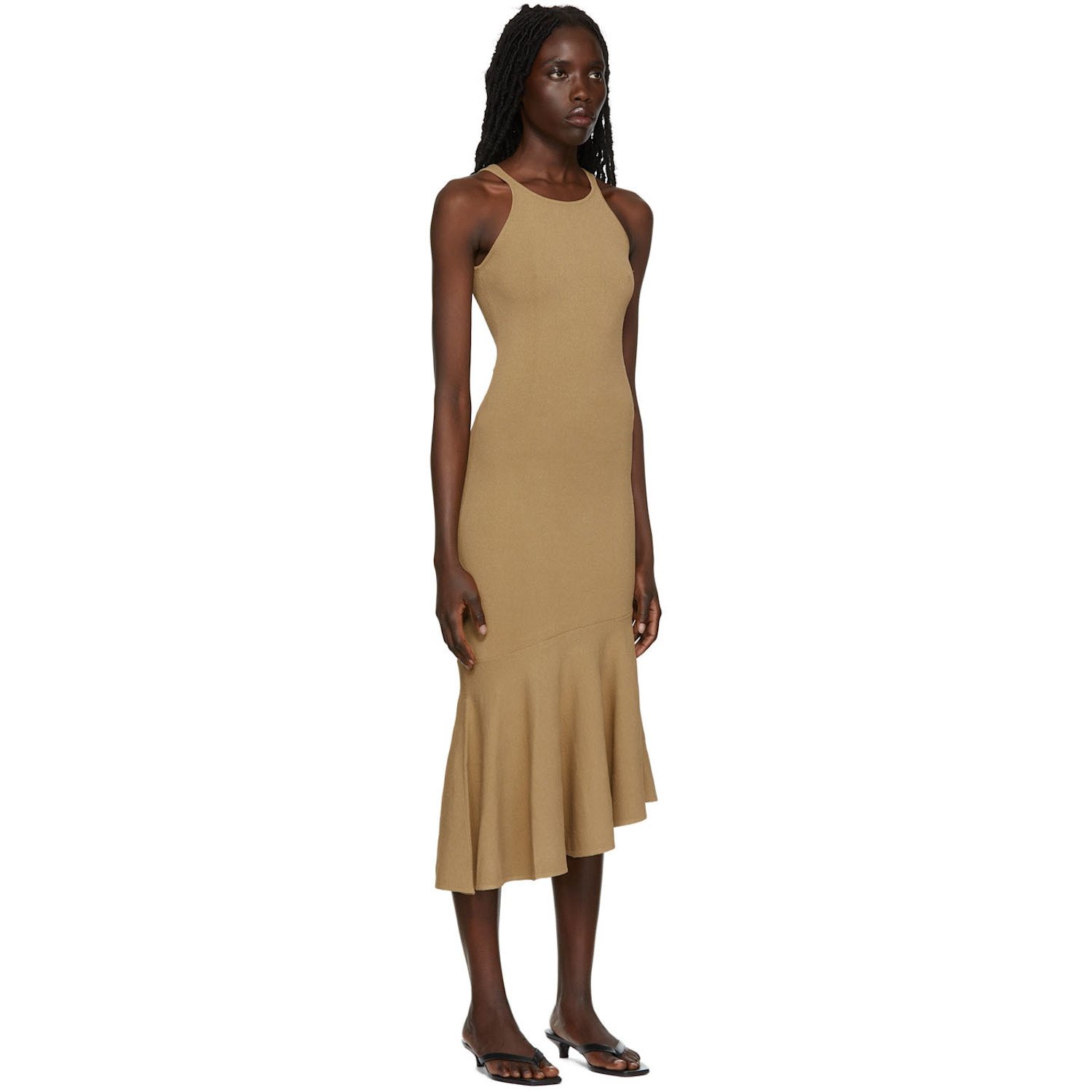  Deveaux New York Khaki Charlize Midi Dress 