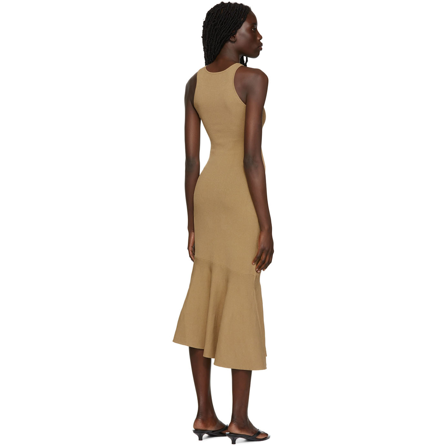  Deveaux New York Khaki Charlize Midi Dress 