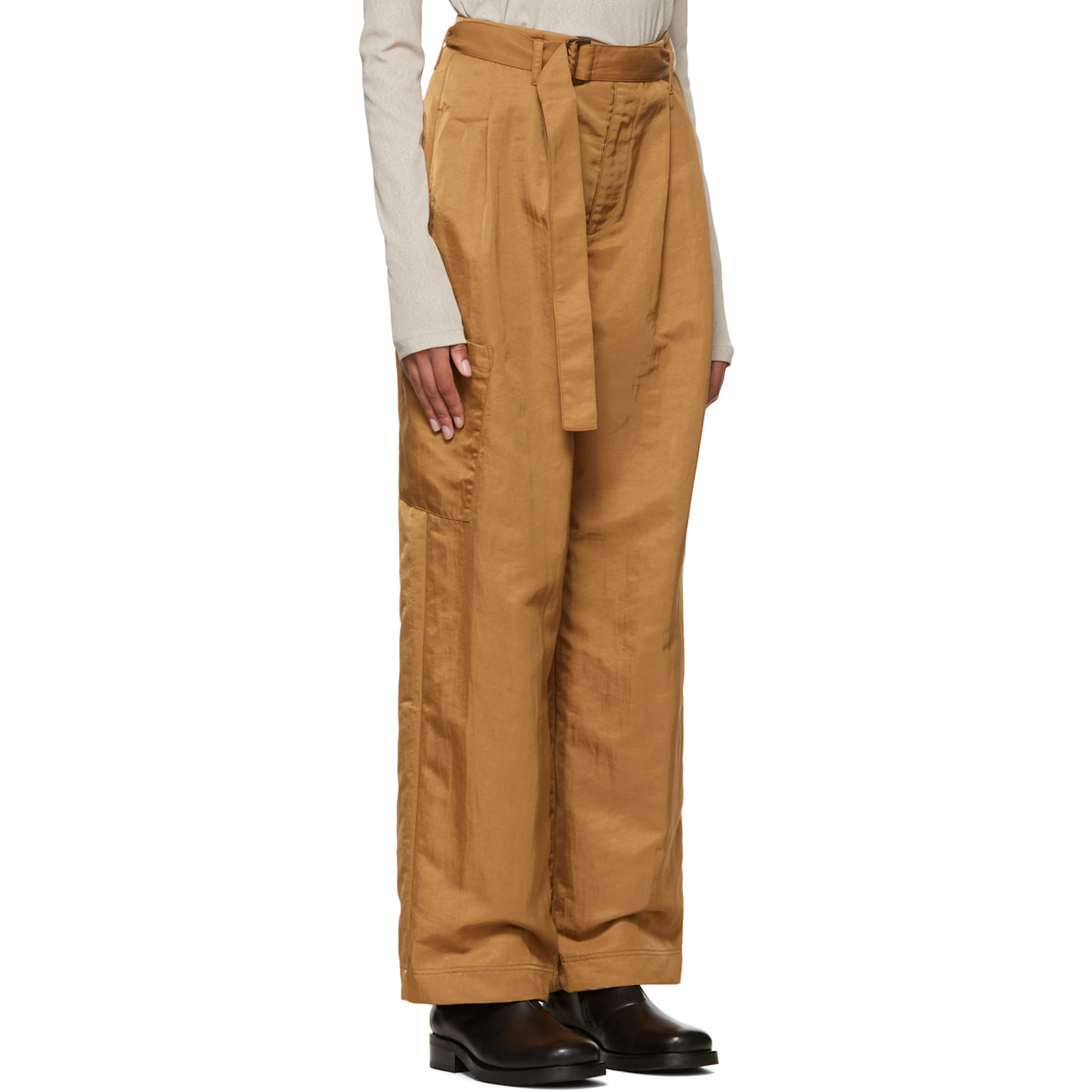  Deveaux New York Tan Cinch Belt Trousers 