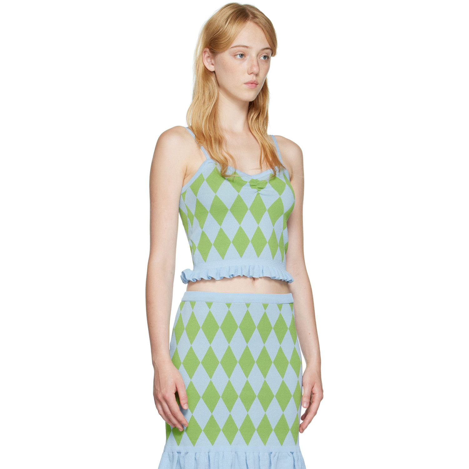  Pushbutton Blue Argyle Tank Top 