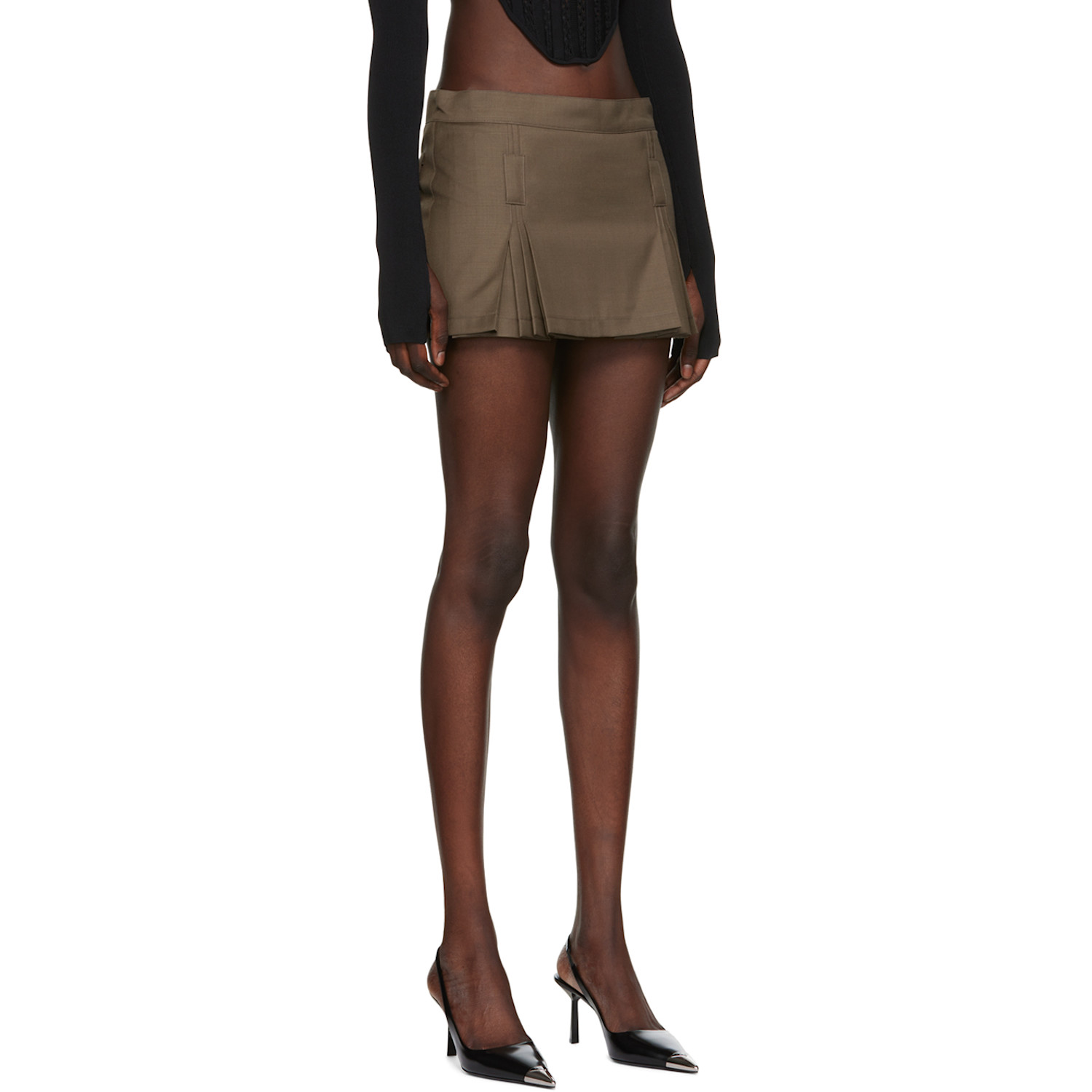  Bonbom Brown Pleated Miniskirt 