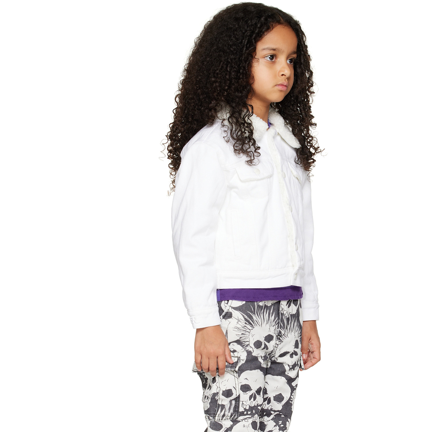 Erl Kids White Padded Denim Jacket 