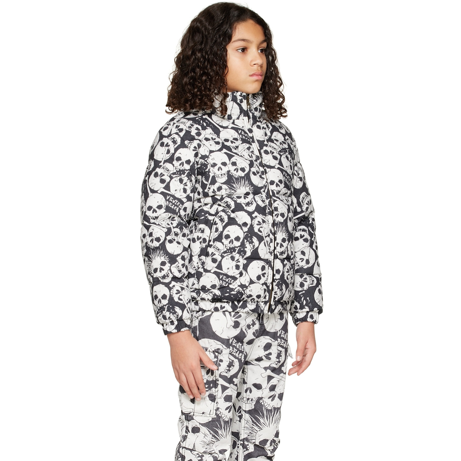  Erl Kids Black Skull Down Jacket 