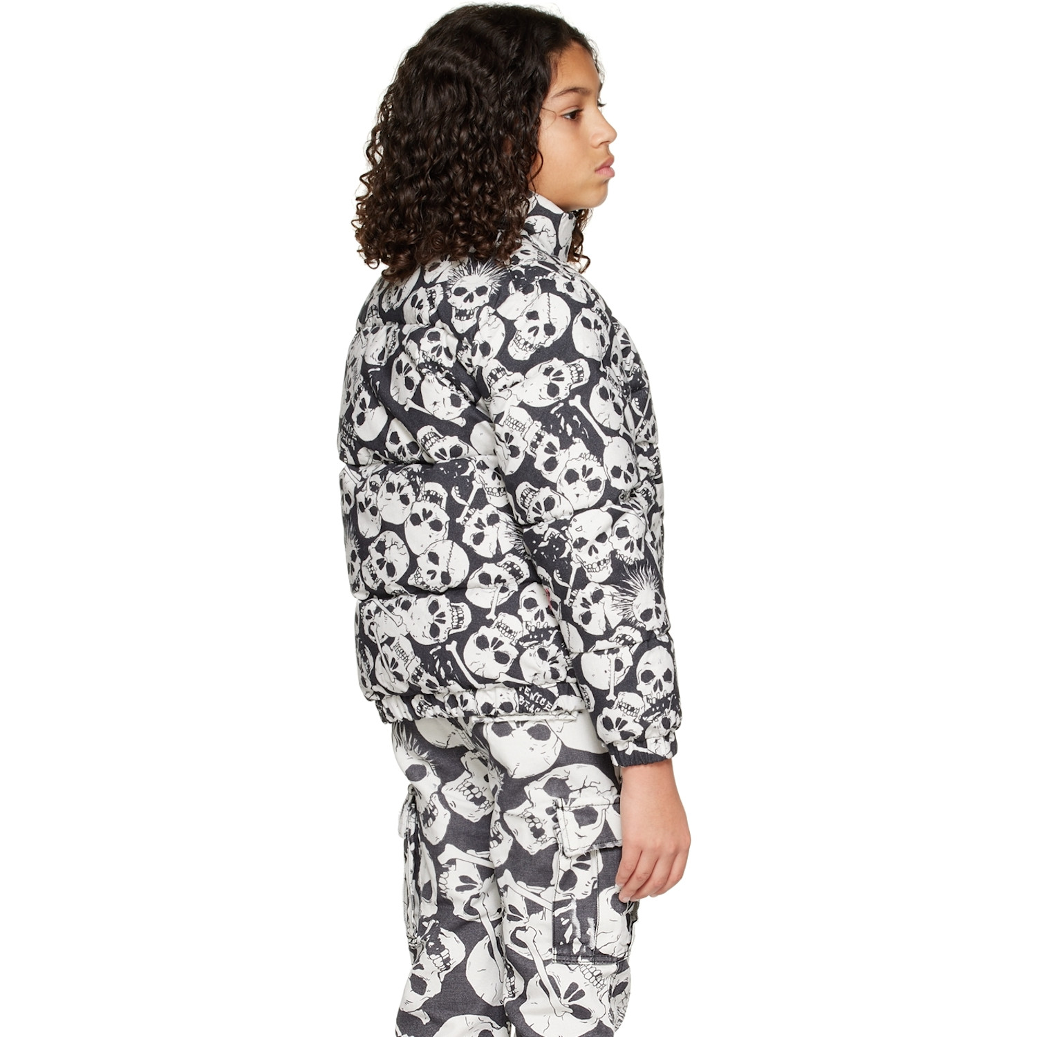  Erl Kids Black Skull Down Jacket 
