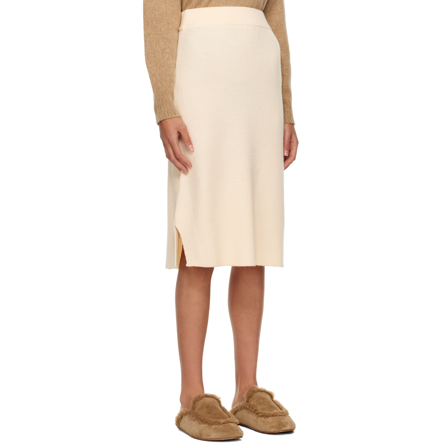  Mm By Max Mara Off-white Egizi Midi Skirt 