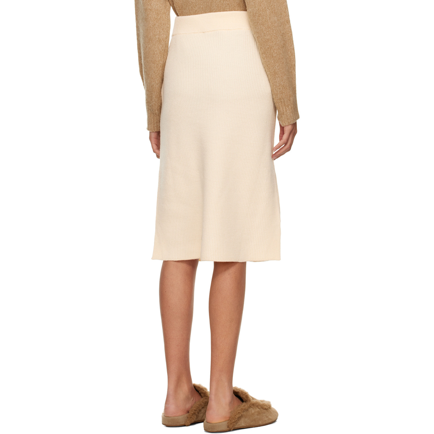  Mm By Max Mara Off-white Egizi Midi Skirt 