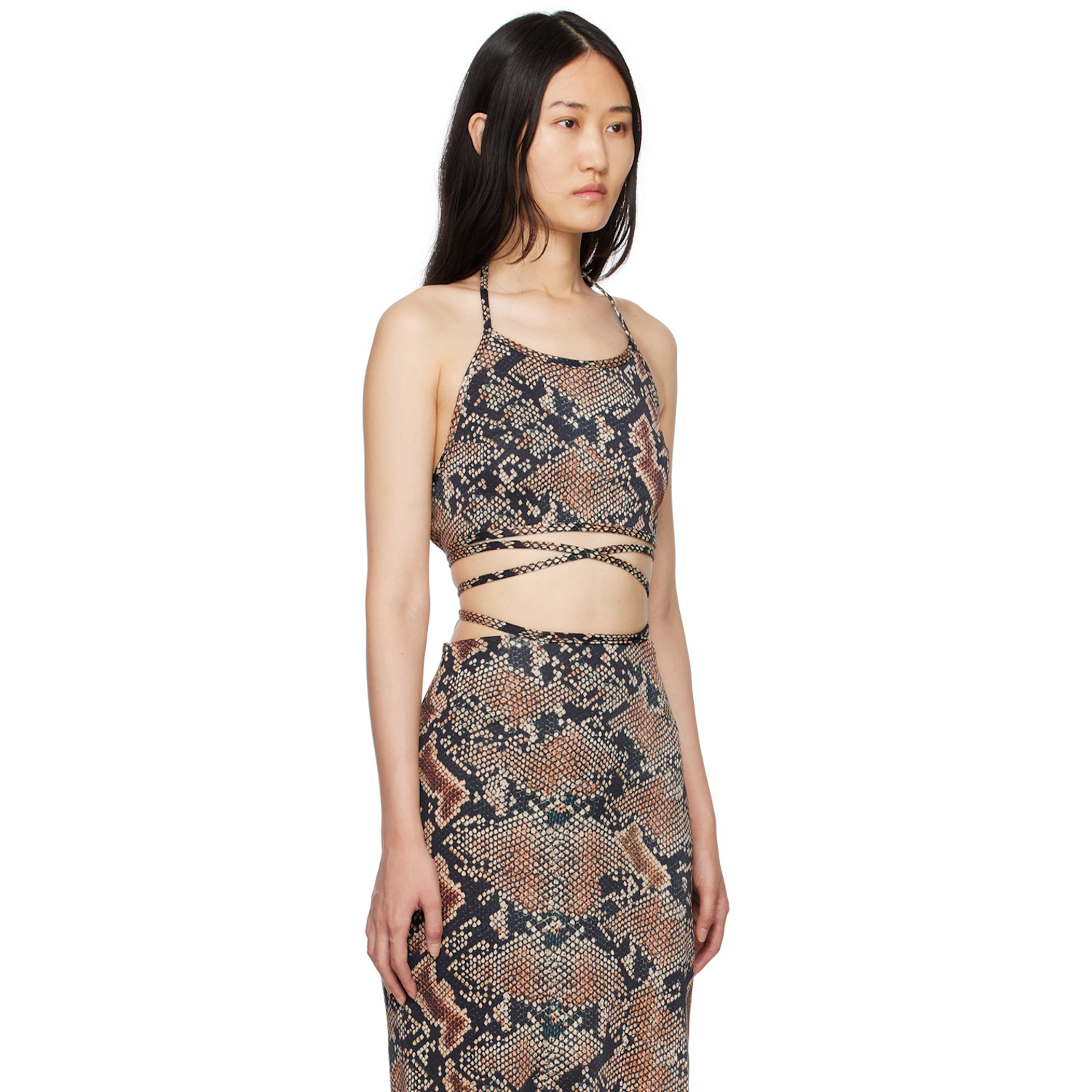  Atlein Black Snake Print Tank Top 