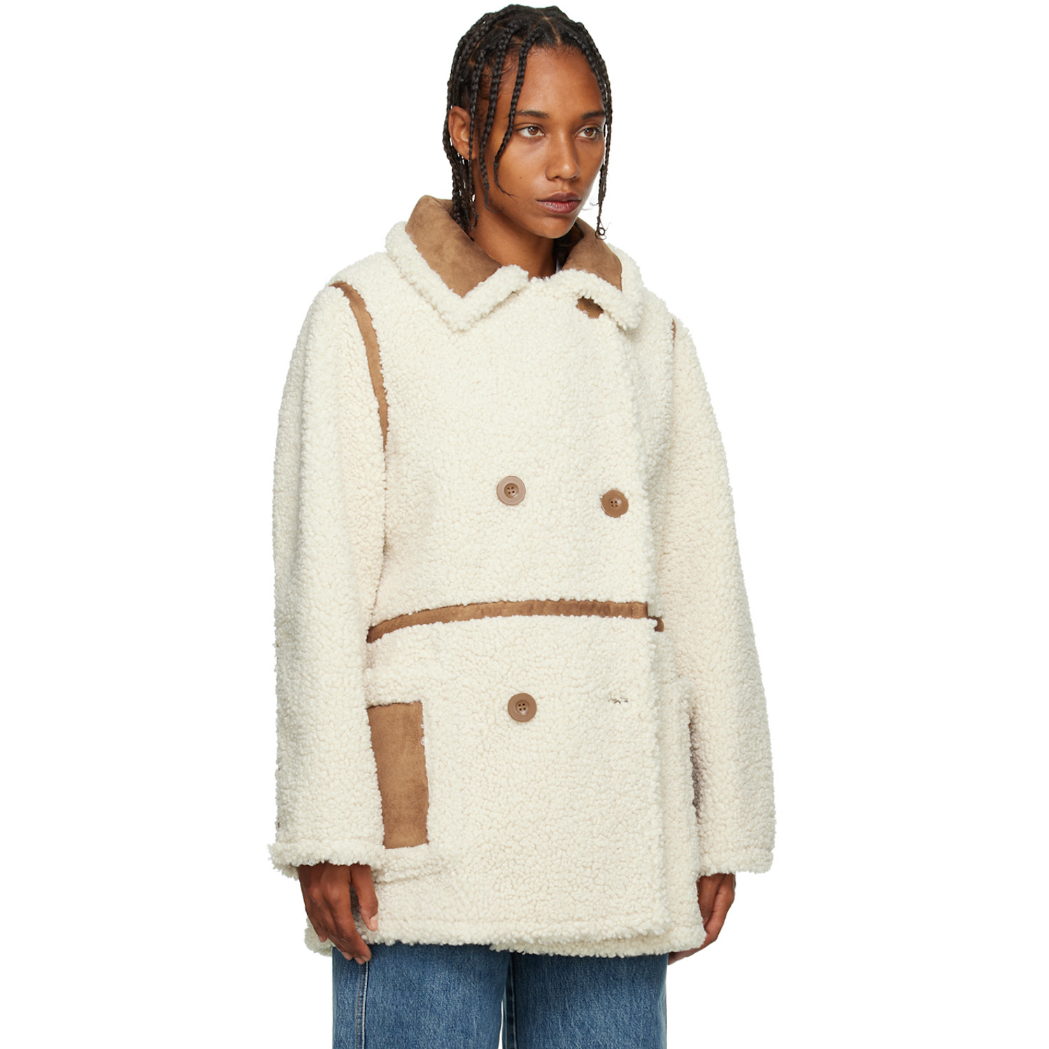  Stand Studio Off-white Chloe Faux-shearling Jacket 