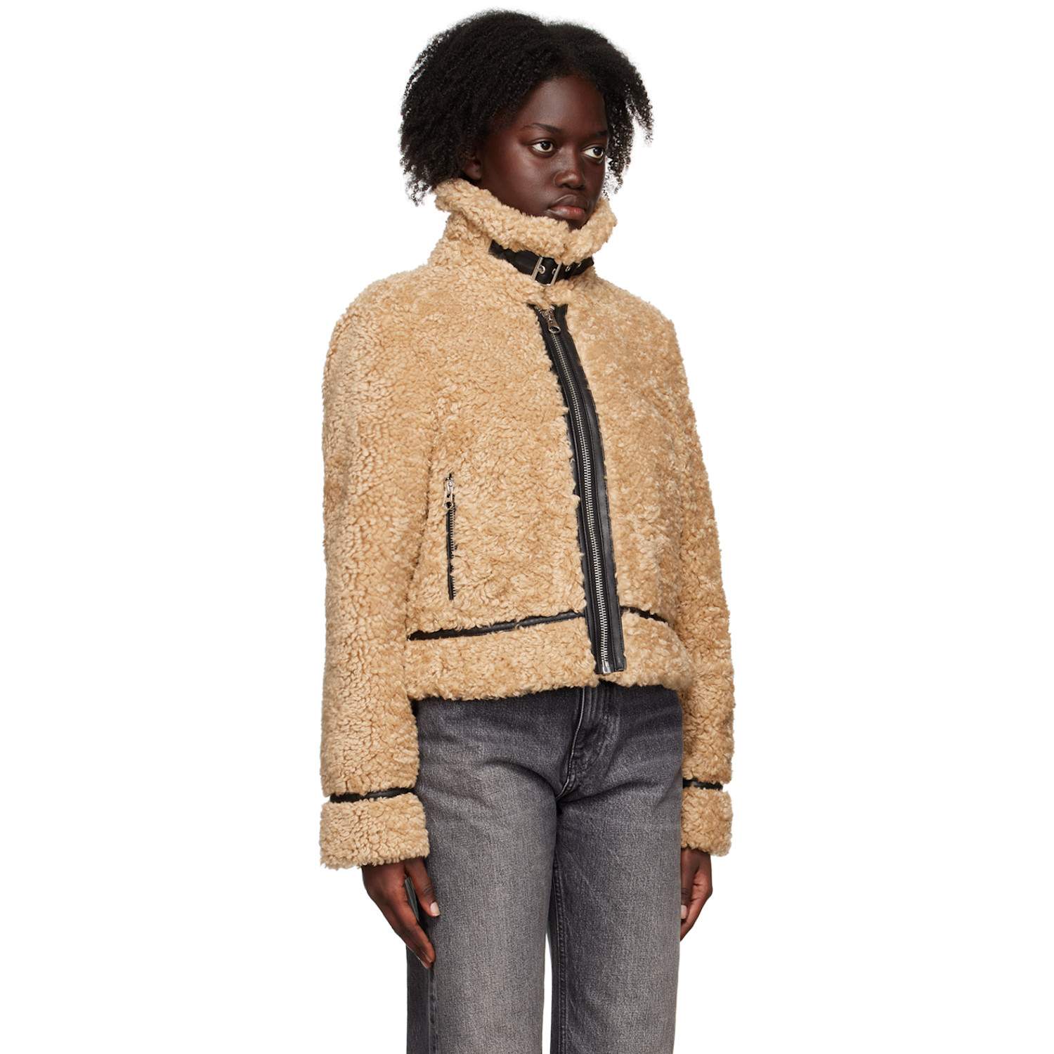  Stand Studio Tan Audrey Faux-fur Jacket 