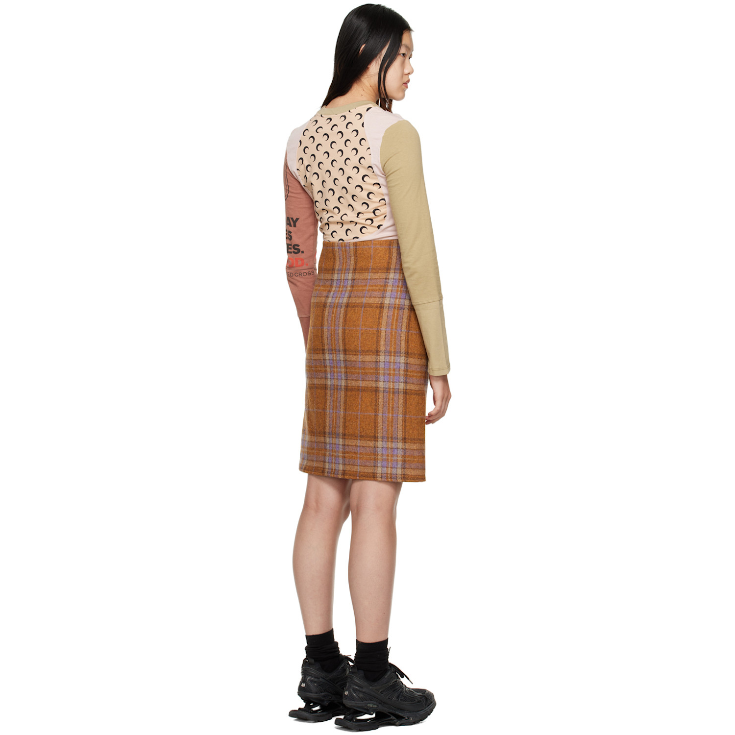  We11done Orange Plaid Miniskirt 