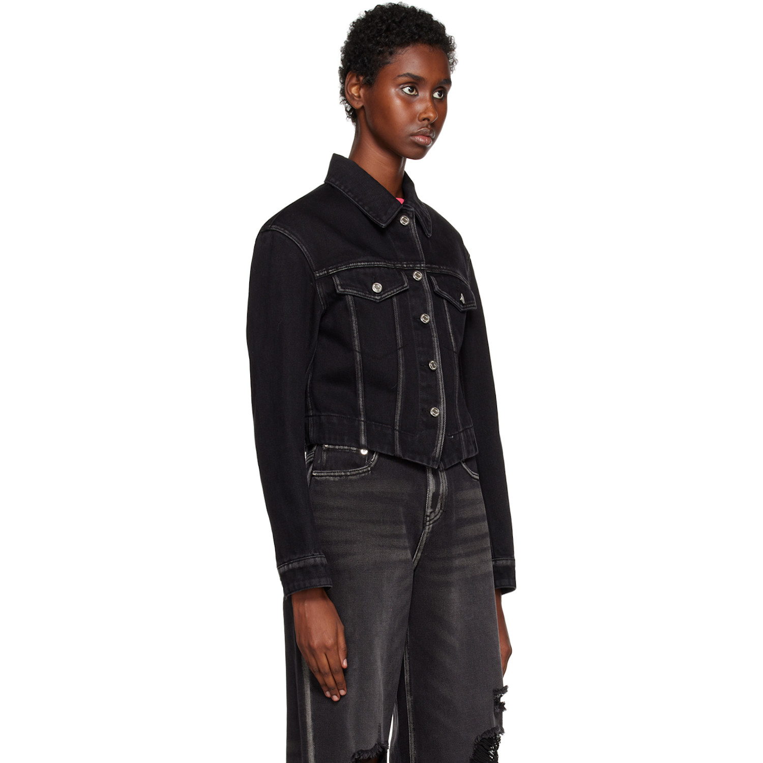  We11done Black V-line Denim Jacket 