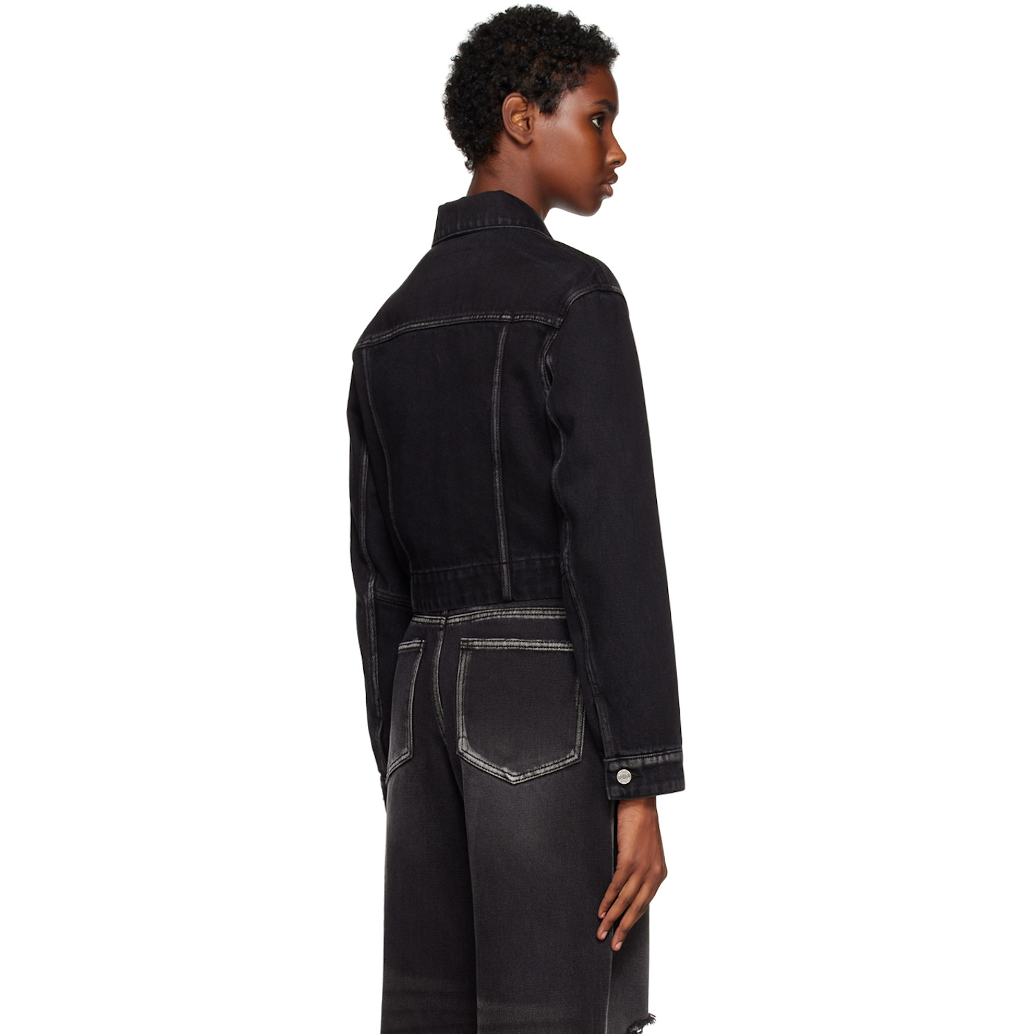  We11done Black V-line Denim Jacket 