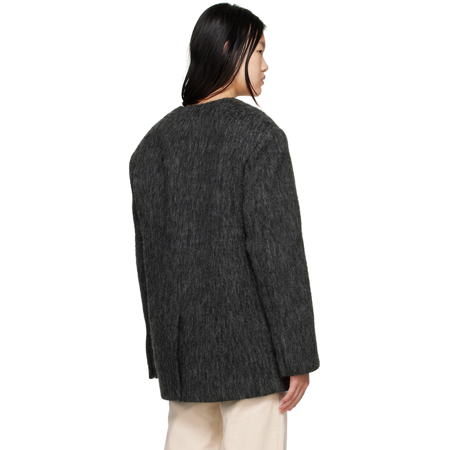 We11done Gray Y-neck Sweater 