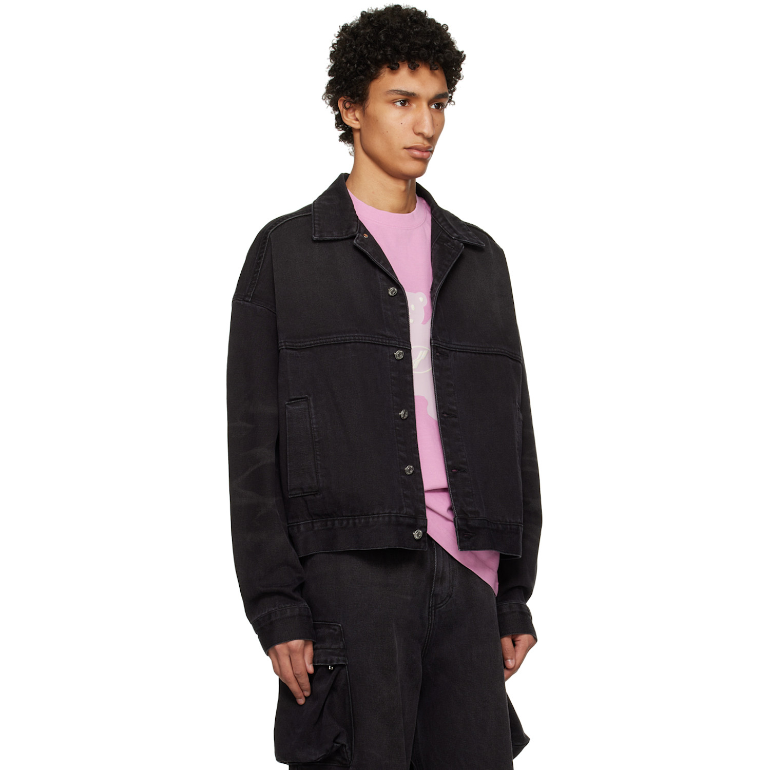  We11done Black Graphic Denim Jacket 