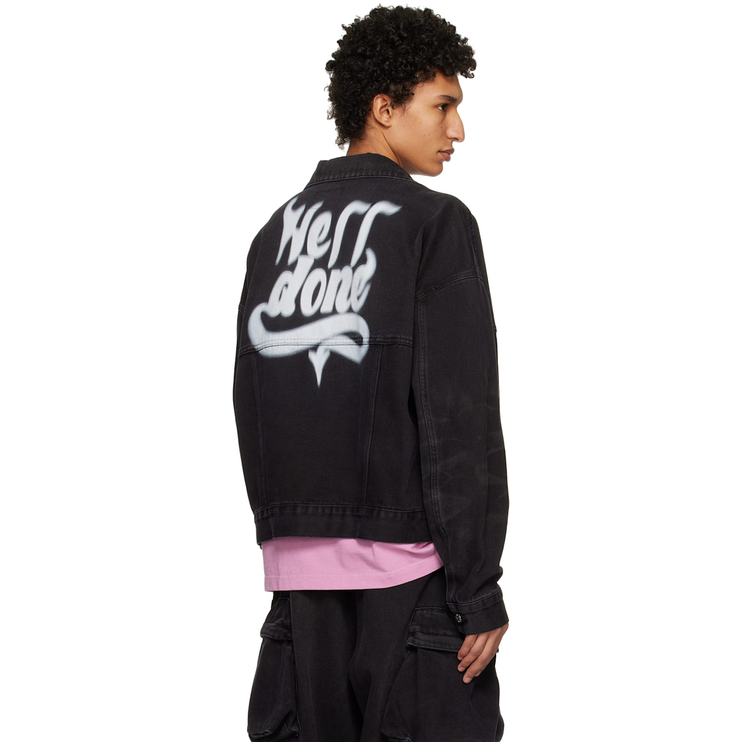  We11done Black Graphic Denim Jacket 