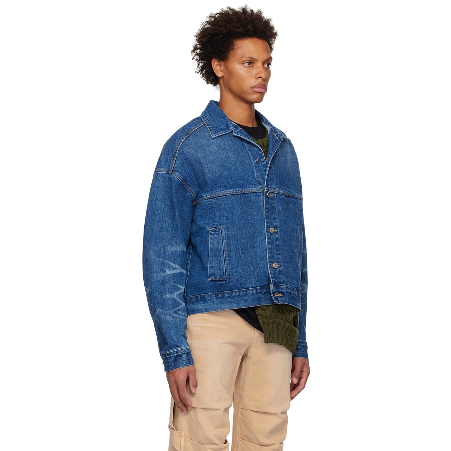  We11done Blue Printed Denim Jacket 