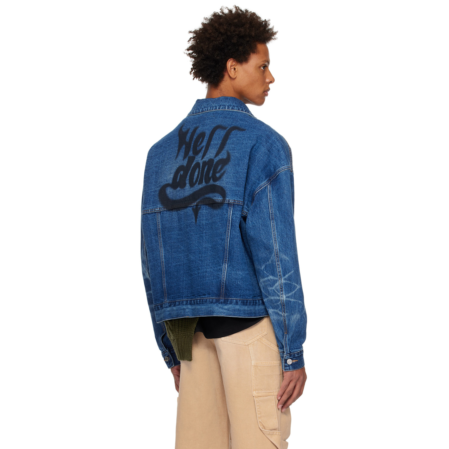  We11done Blue Printed Denim Jacket 