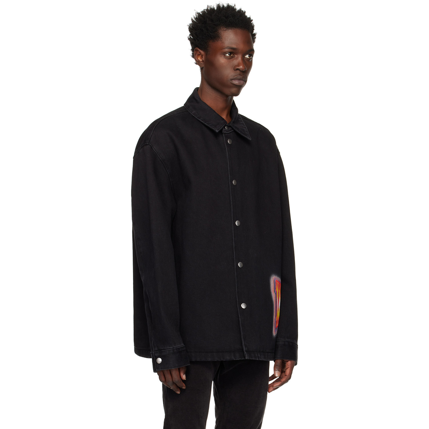  We11done Black Loose Fit Denim Shirt 