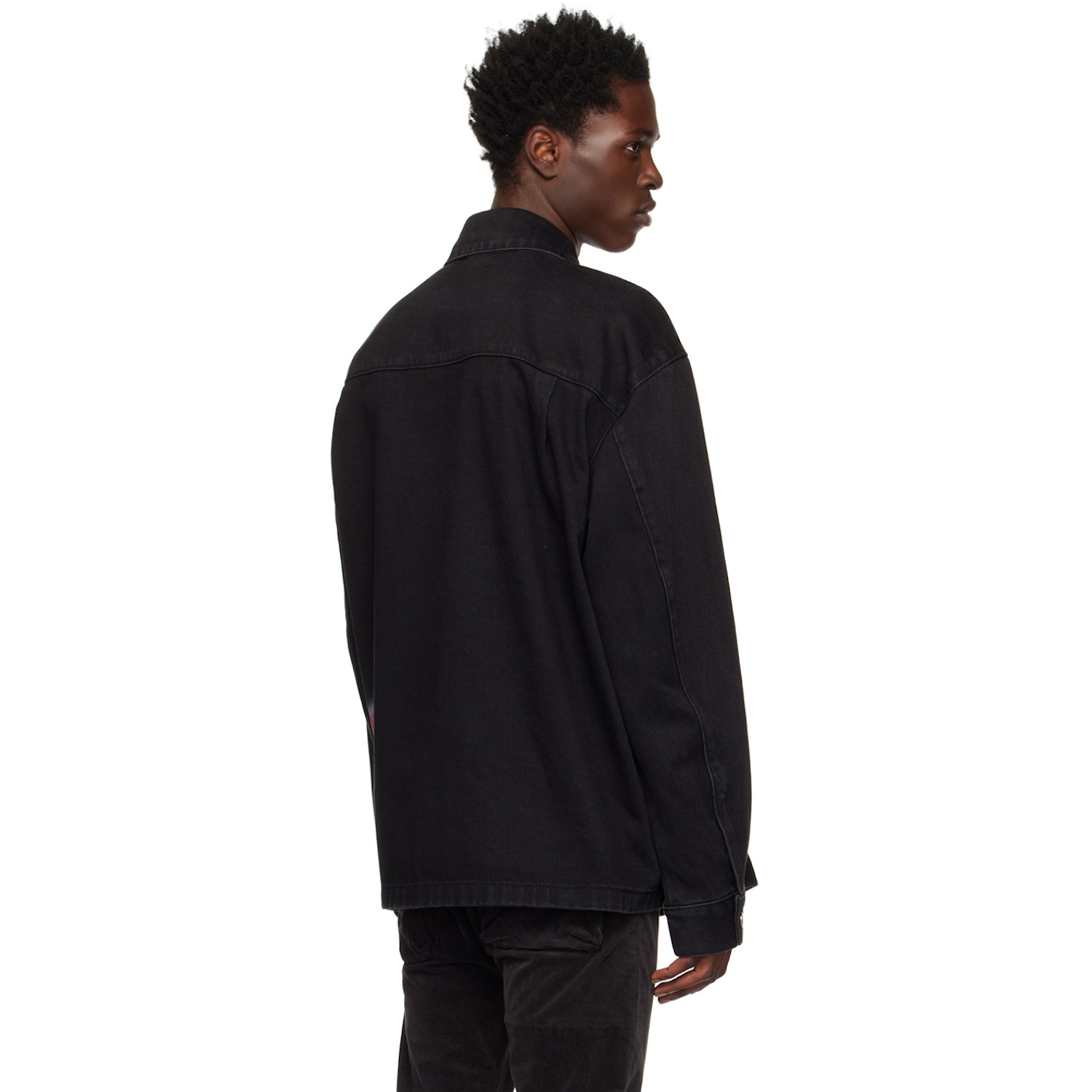  We11done Black Loose Fit Denim Shirt 
