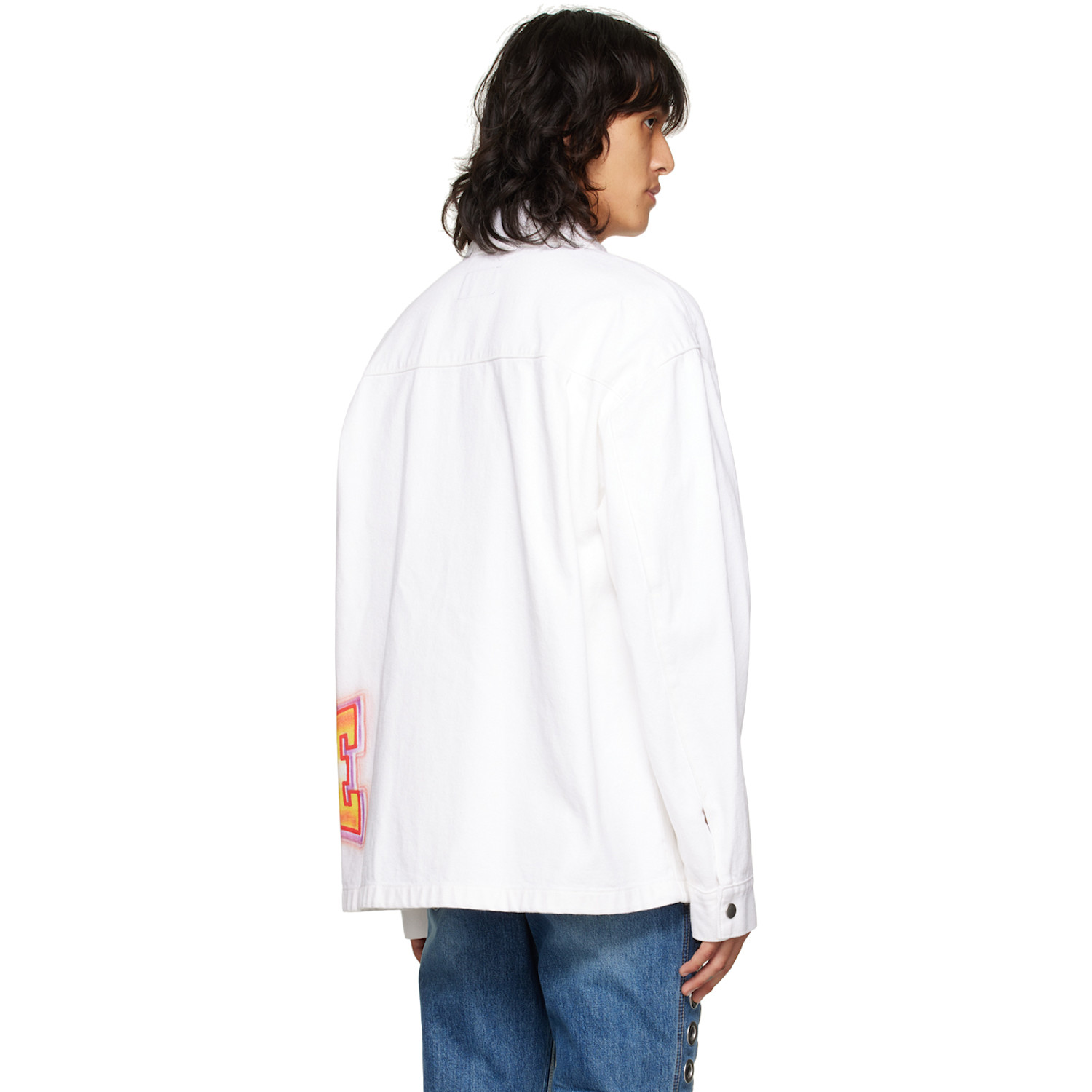  We11done White Printed Denim Jacket 